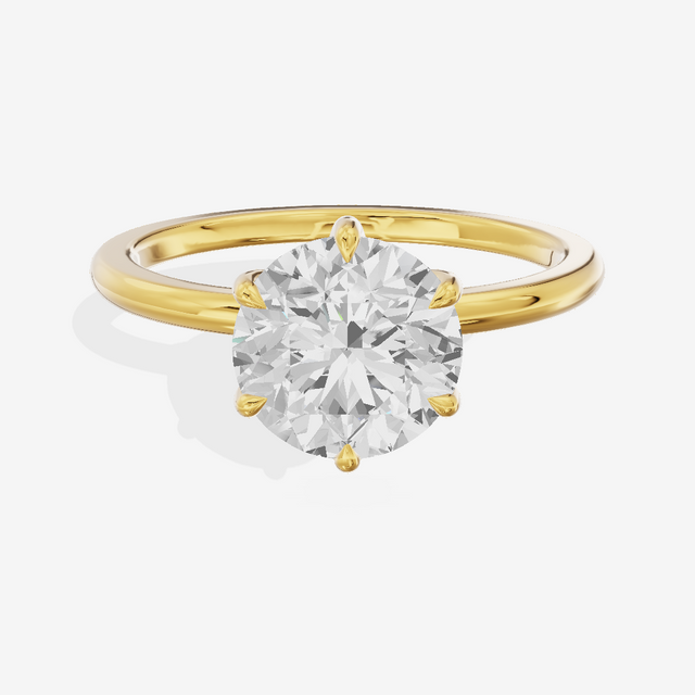 Sincere Cathedral 1.5mm Round Six-Prong Engagement Ring in 18K Yellow Gold