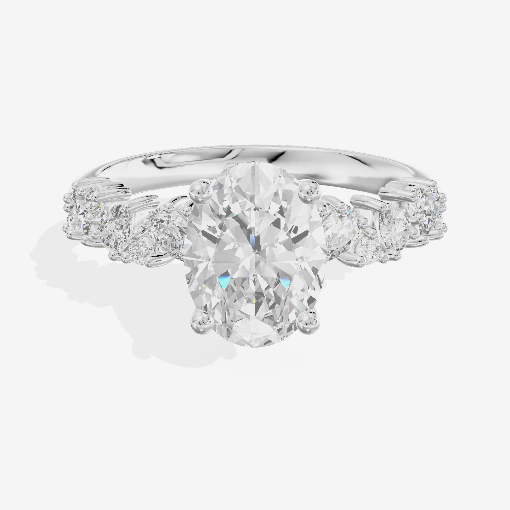 Bowed Vowsae Oval Engagement Ring with Side Stones (2/5 ct. tw.) in Platinum