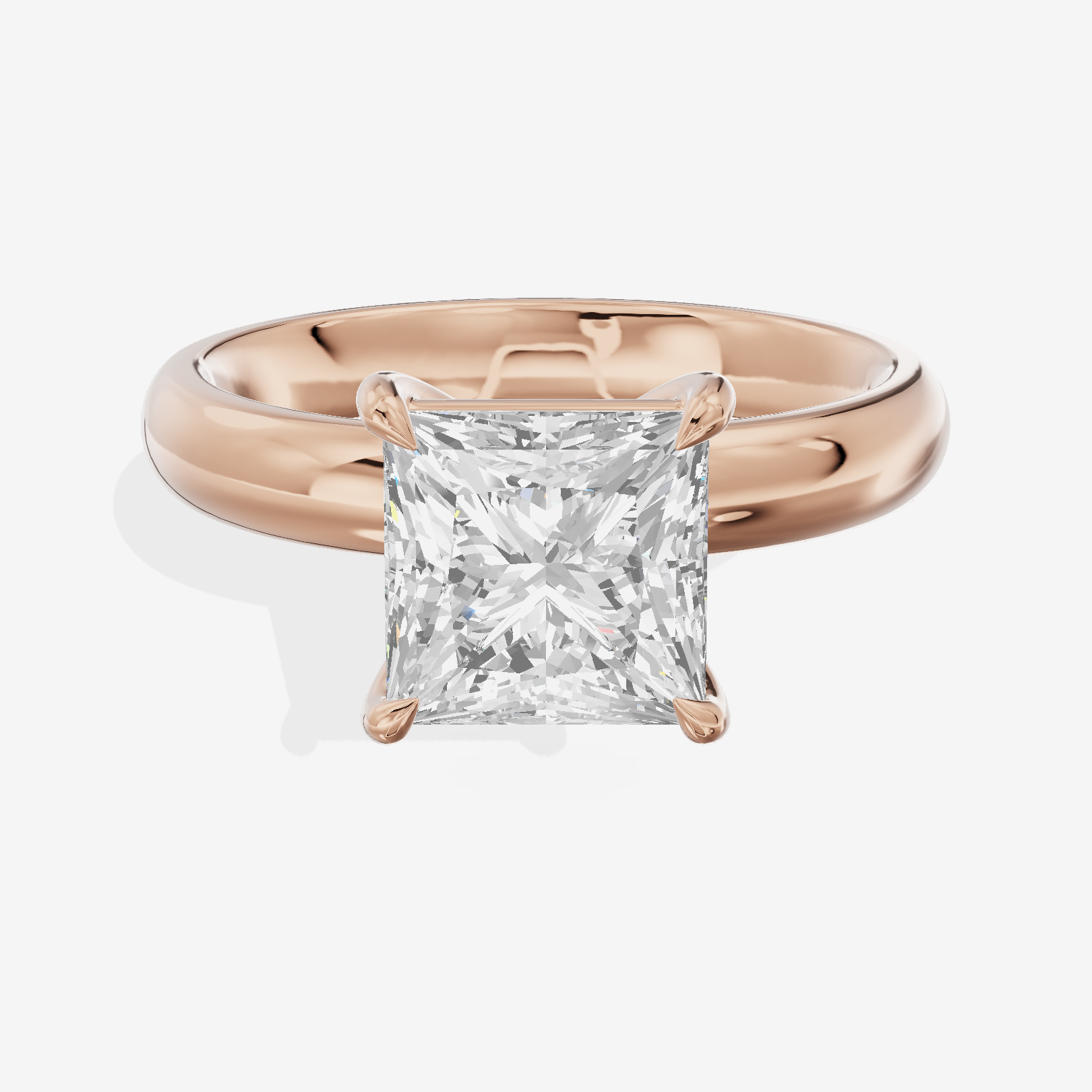 Whisper 3mm Princess Solitaire Engagement Ring in 18K Rose Gold