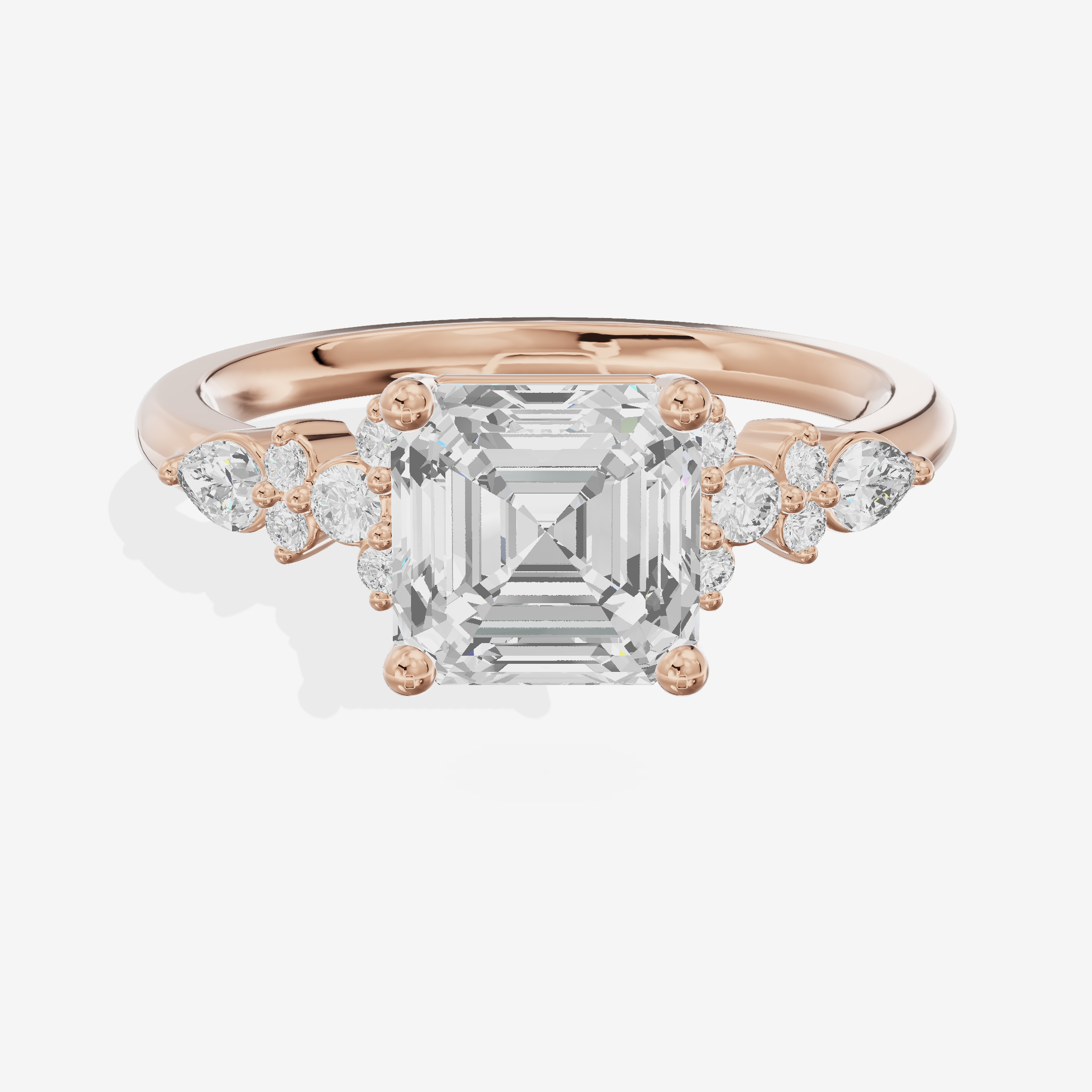 Tender Adorae Asscher Engagement Ring with Side Stones (1/5 ct. tw.) in 14K Rose Gold