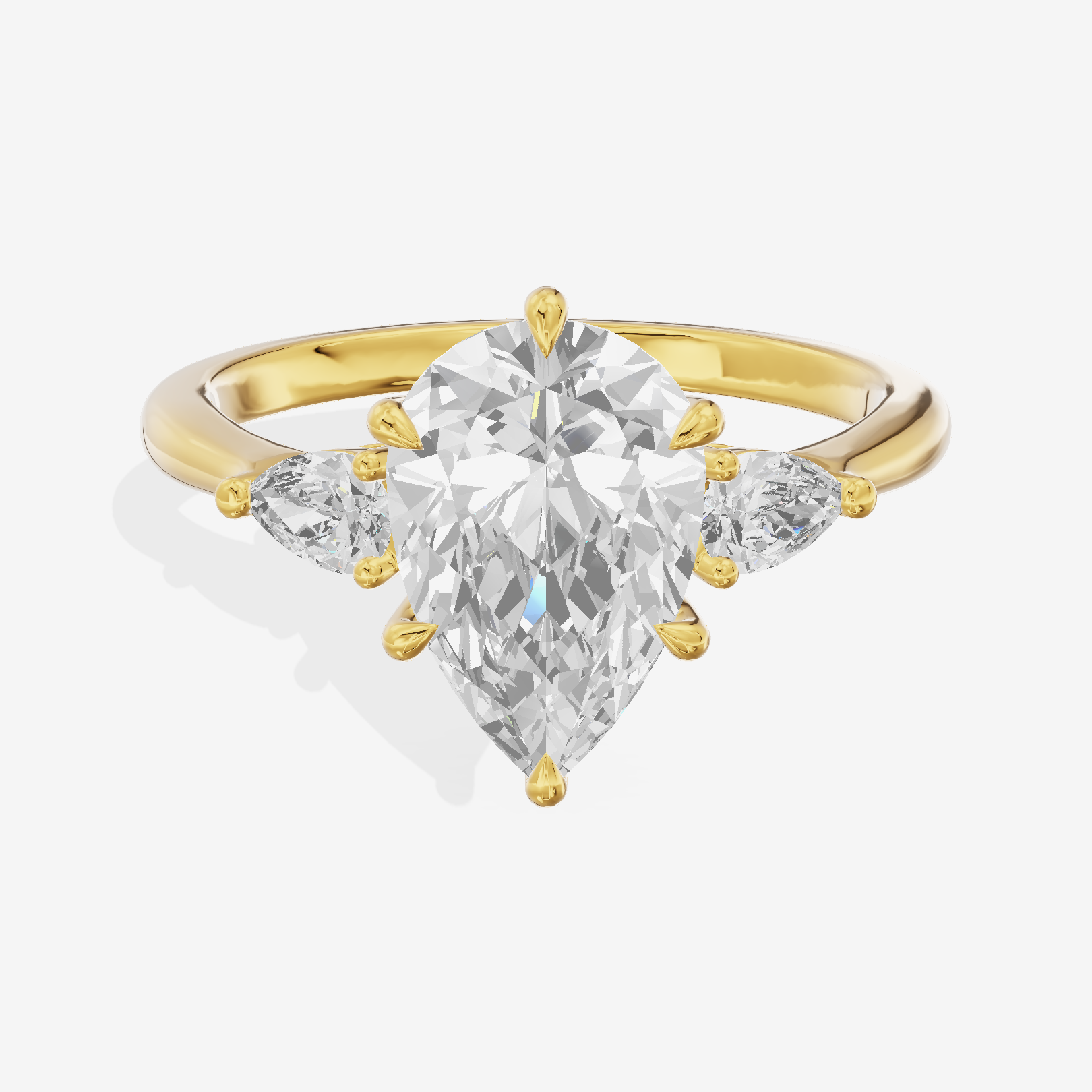 Petite Aimora Three Stone Pear Engagement Ring (1/4 ct. tw.) in 18K Yellow Gold