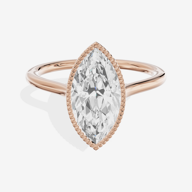 Modern Coeurine 1.5mm Marquise Bezel Engagement Ring in 14K Rose Gold