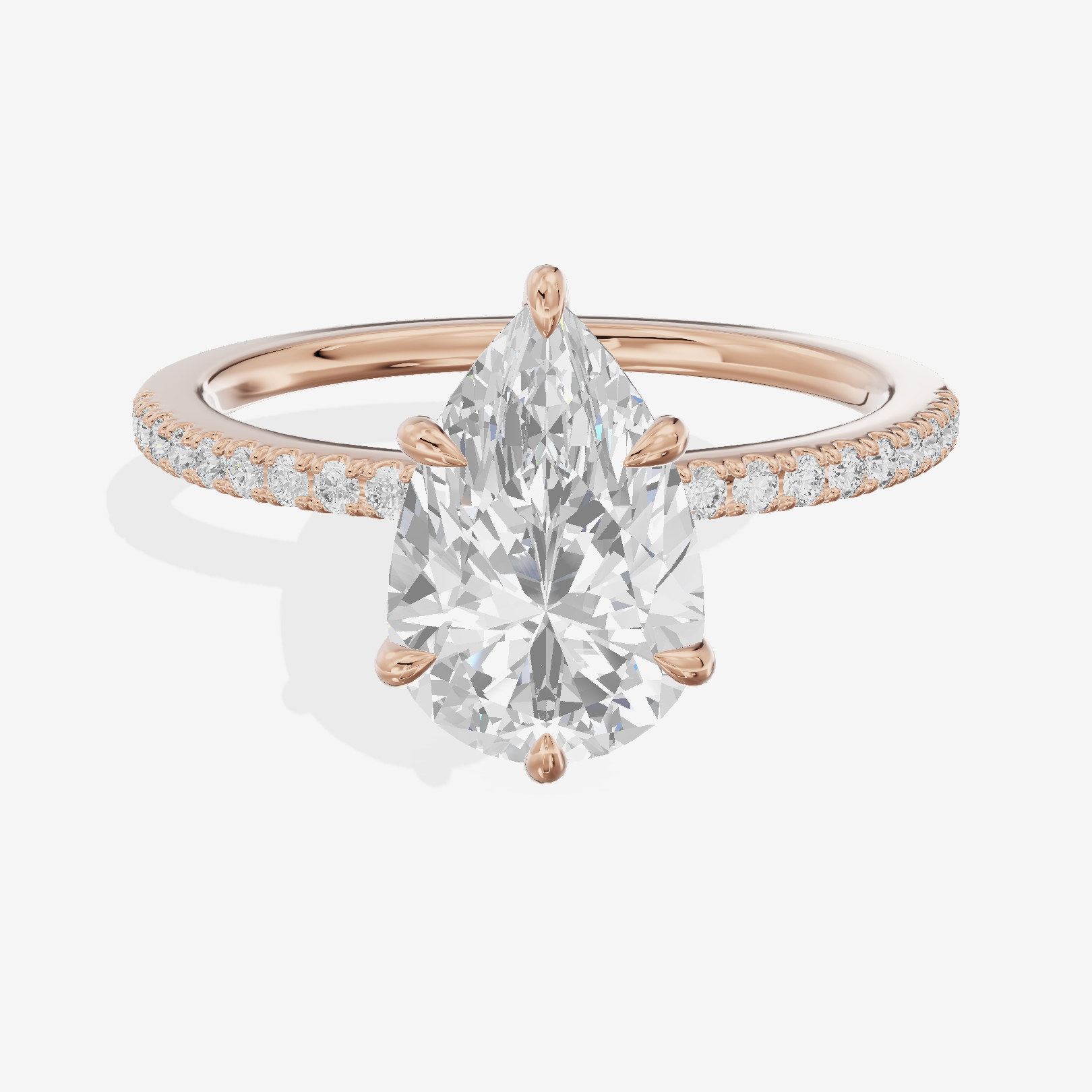 Grand Mirelle Pear Hidden Halo Engagement Ring (1/5 ct. tw.) in 14K Rose Gold