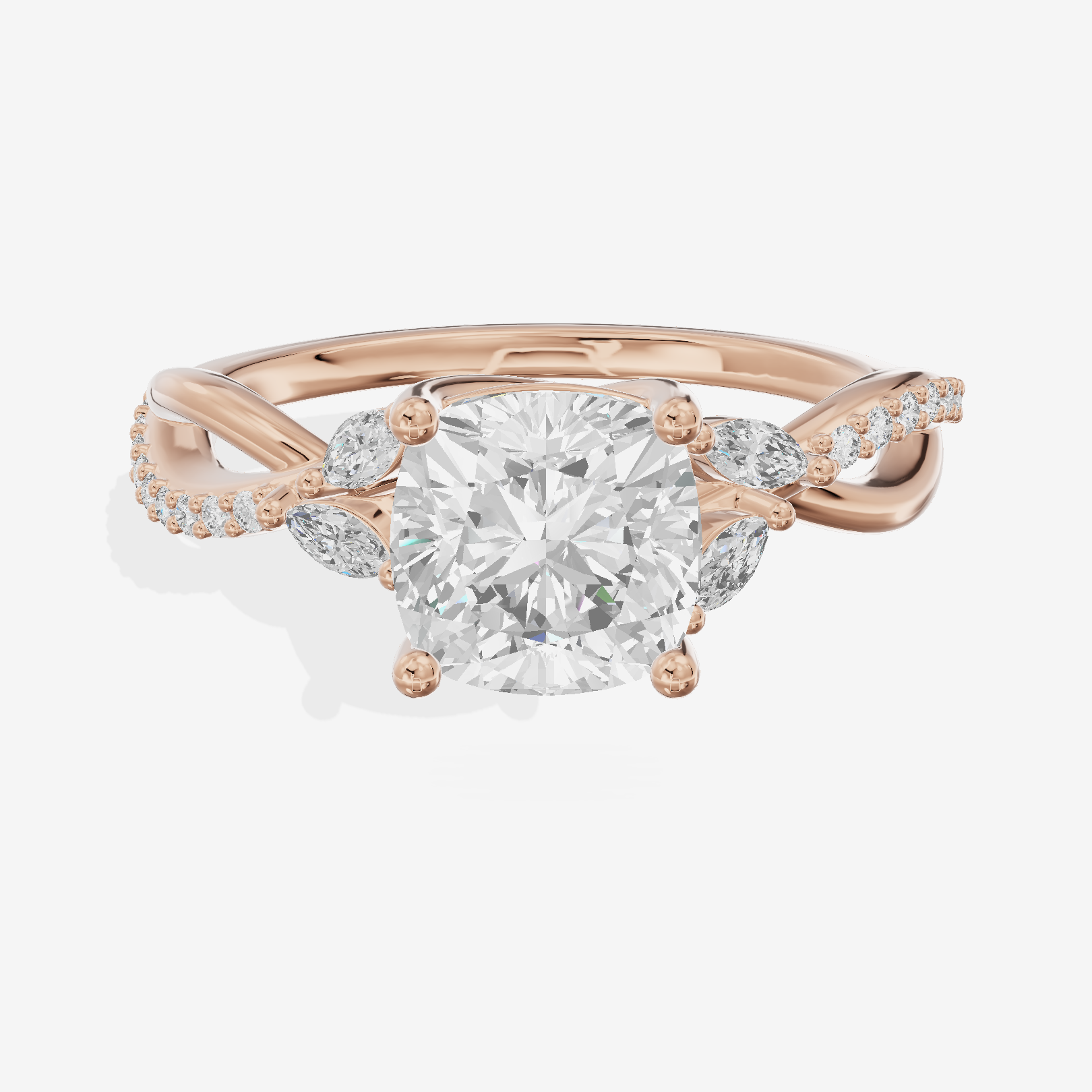 Petite Twine Cushion Twisted Engagement Ring (1/5 ct. tw.) in 18K Rose Gold