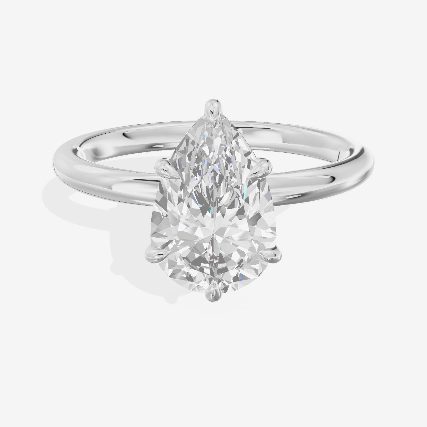 Adorae Solitaire 2mm Pear Engagement Ring in 18K White Gold
