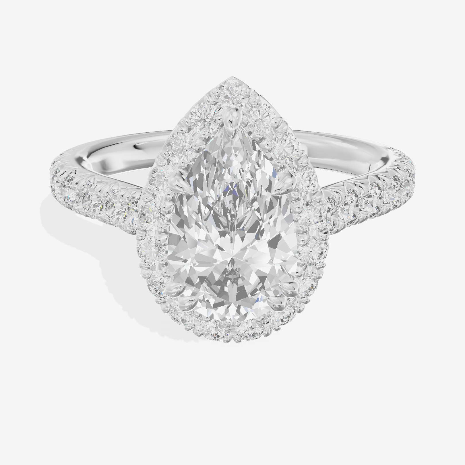 One of One Halo Pear Engagement Ring (3/4 ct. tw.) in 14K White Gold