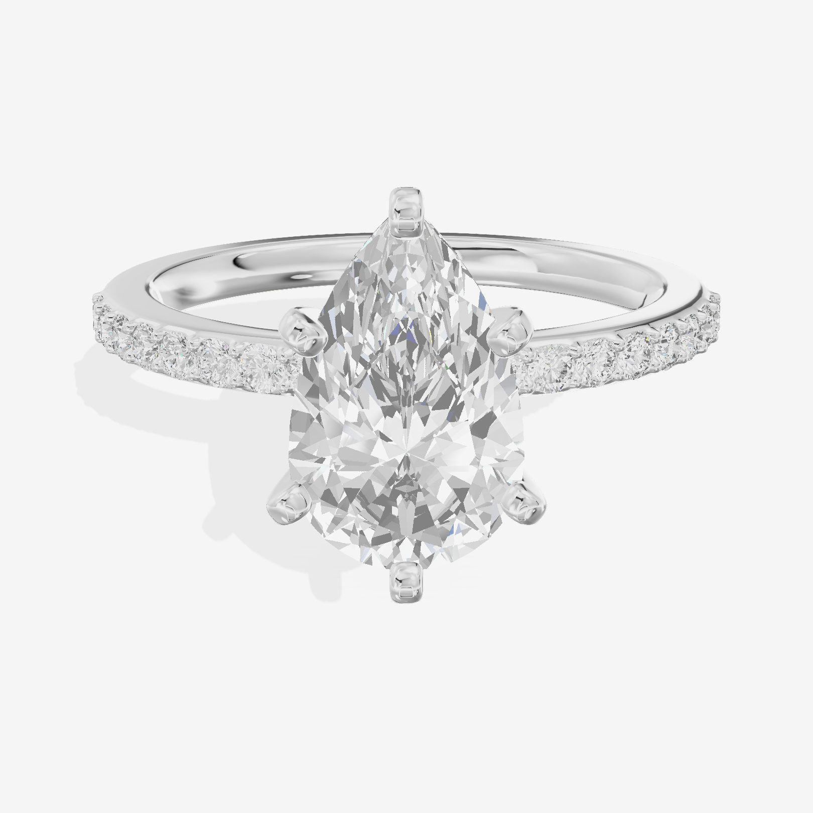 Petite Mayrelle Pear Engagement Ring with Side Stones (1/5 ct. tw.) in 14K White Gold