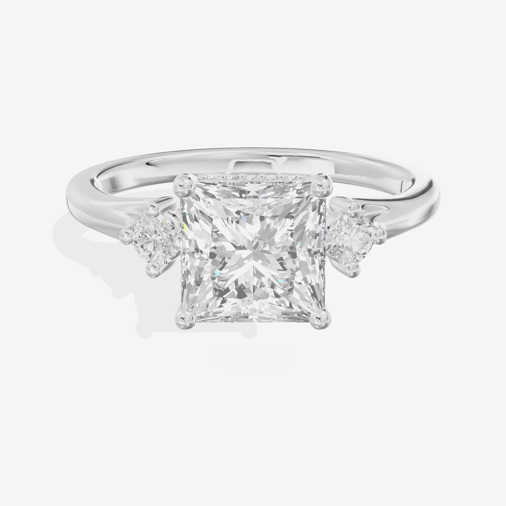 Sincere Three Stone Princess Engagement Ring (1/6 ct. tw.) in 18K White Gold