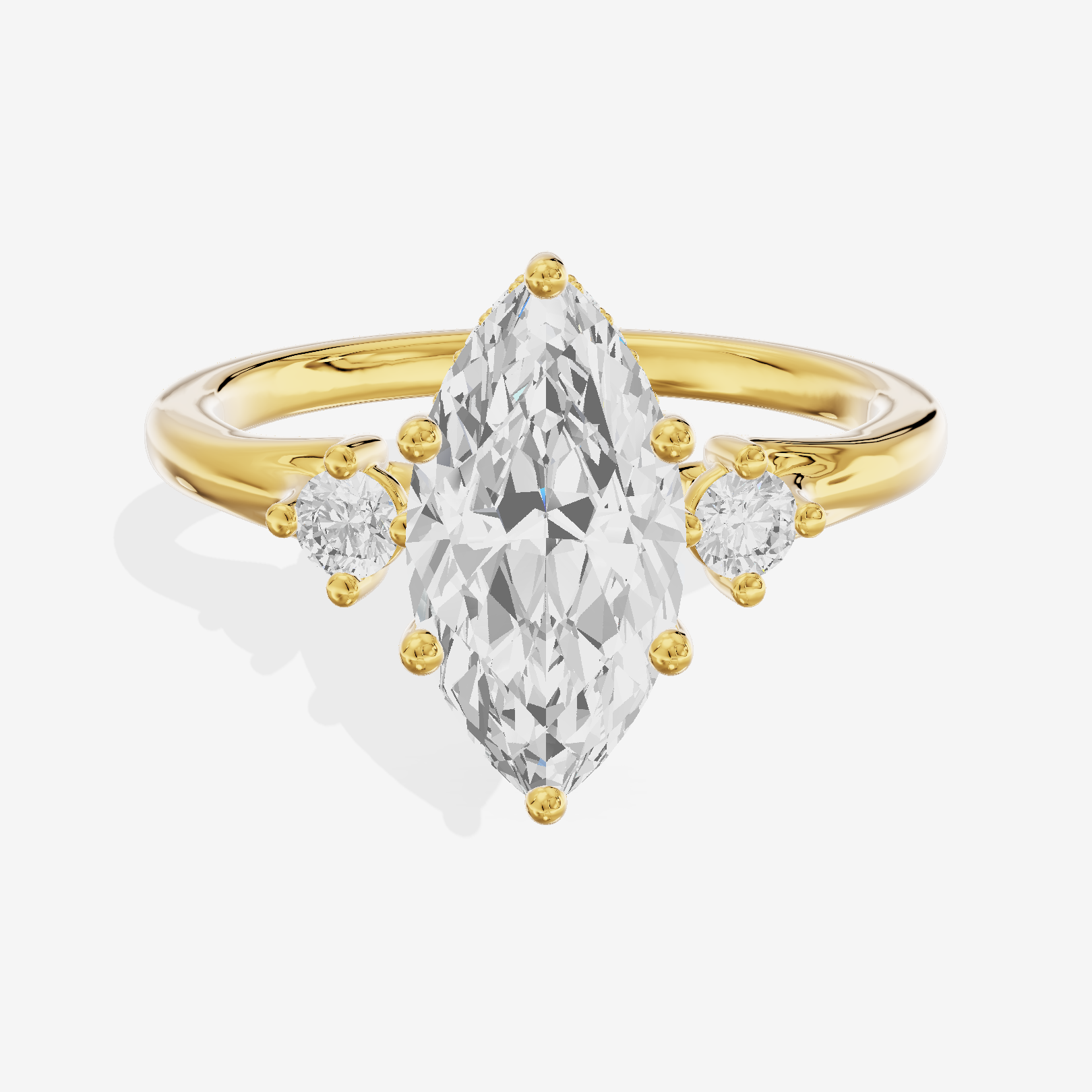 Sincere Three Stone Marquise Engagement Ring (1/6 ct. tw.) in 14K Yellow Gold