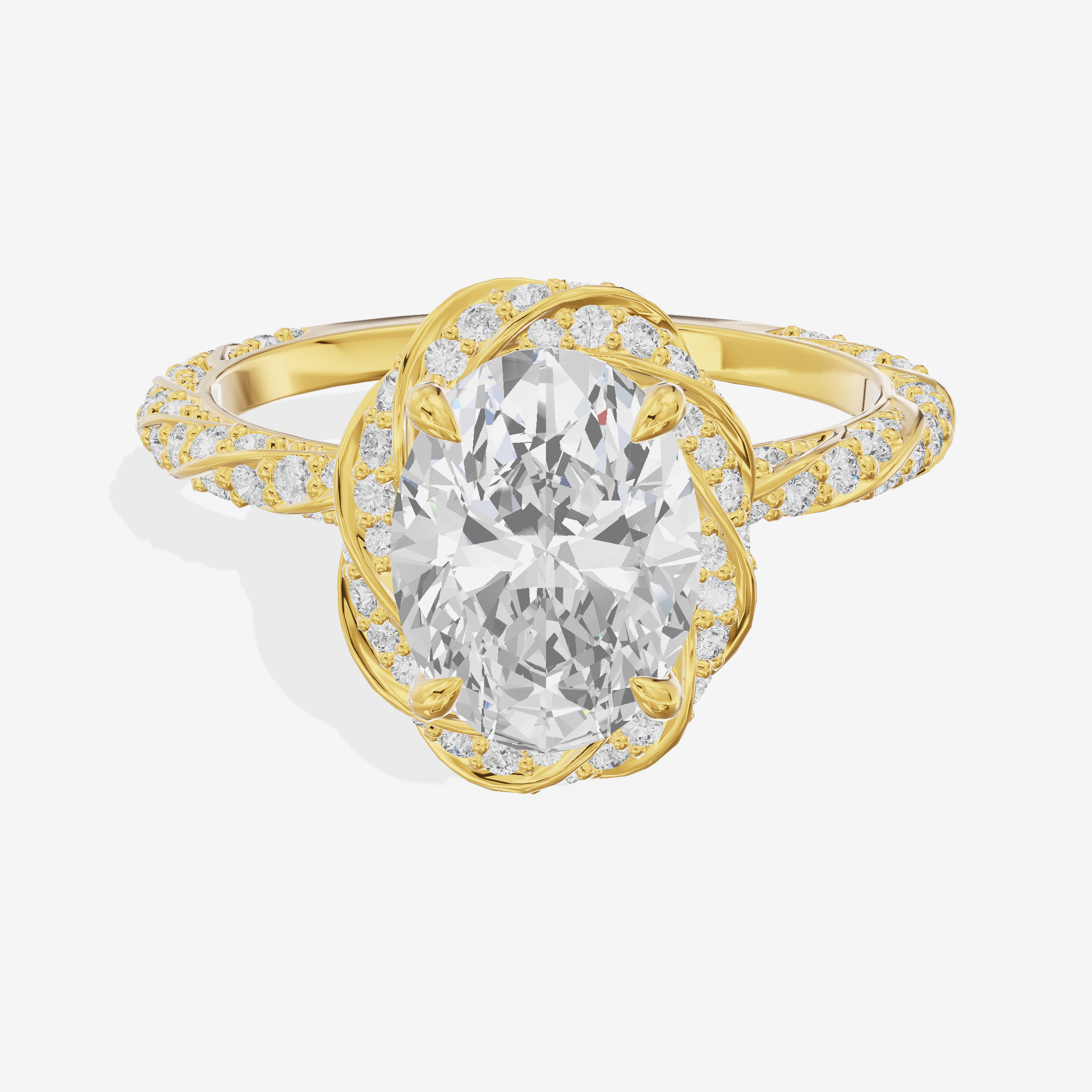 Clusta Hidden Halo Oval Engagement Ring (1/2 ct. tw.) in 14K Yellow Gold
