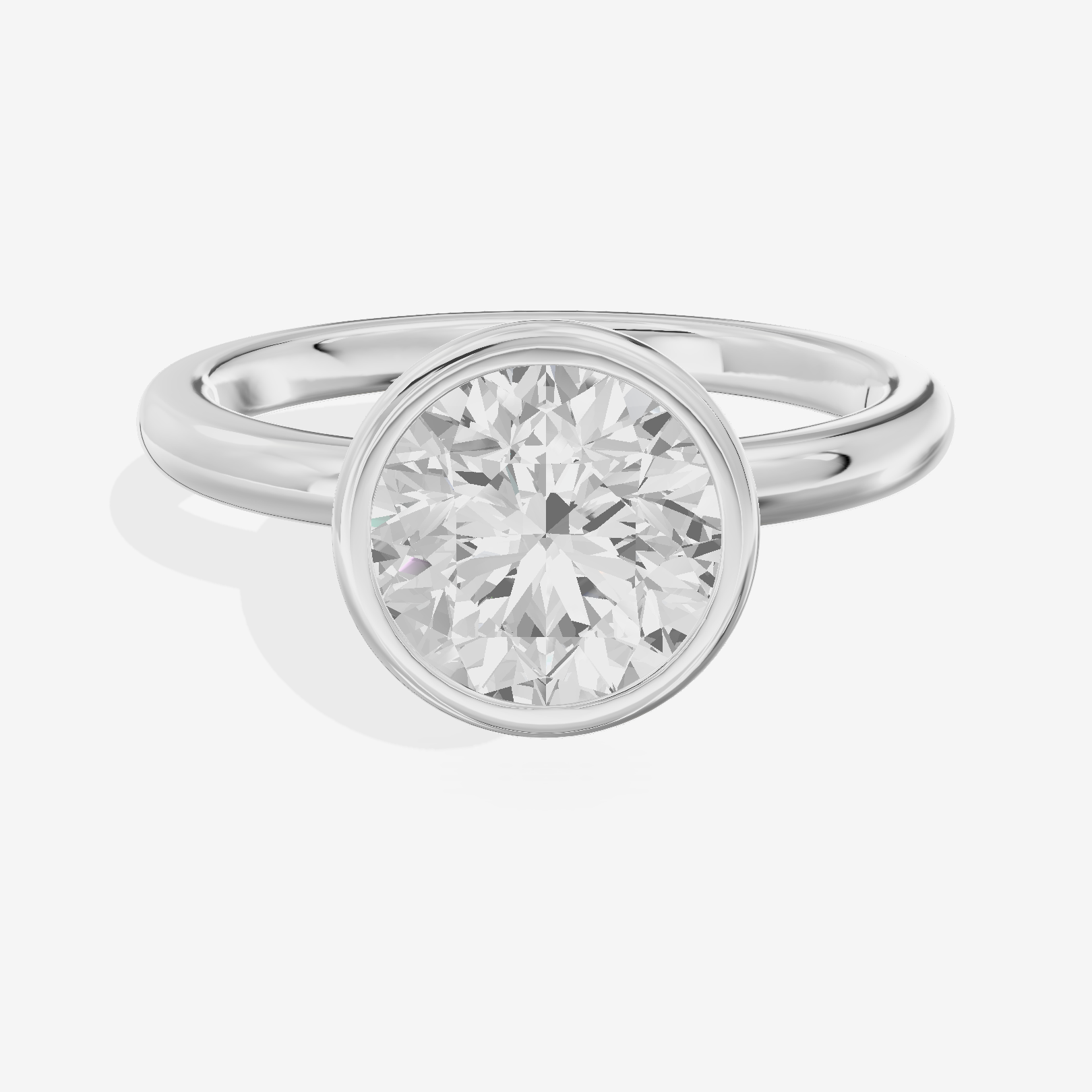 Tensare Bezel 2mm Round Solitaire Engagement Ring in Platinum