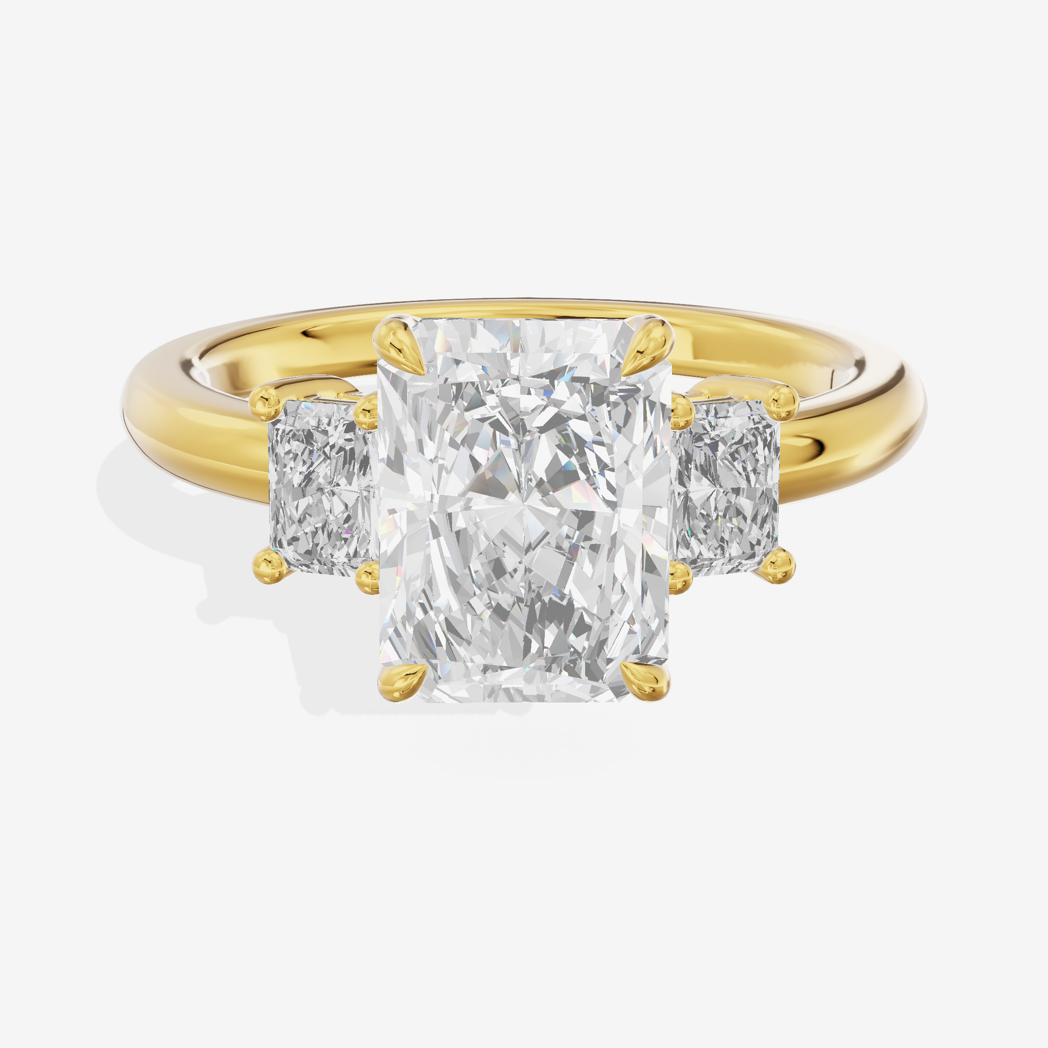 Grand Coeurine Three Stone Radiant Engagement Ring (3/8 ct. tw.) in 18K Yellow Gold