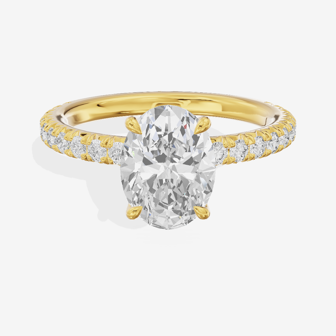 Tender Whisper Oval Engagement Ring with Side Stones (1/6 ct. tw.) in 14K Yellow Gold