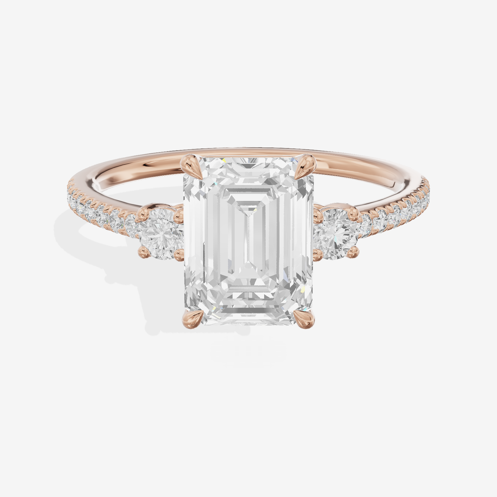 Mirth Three Stone Emerald Engagement Ring (1/4 ct. tw.) in 14K Rose Gold