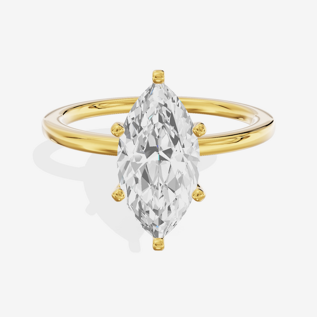 Petite Sincere 1.5mm Marquise Six-Prong Engagement Ring in 18K Yellow Gold