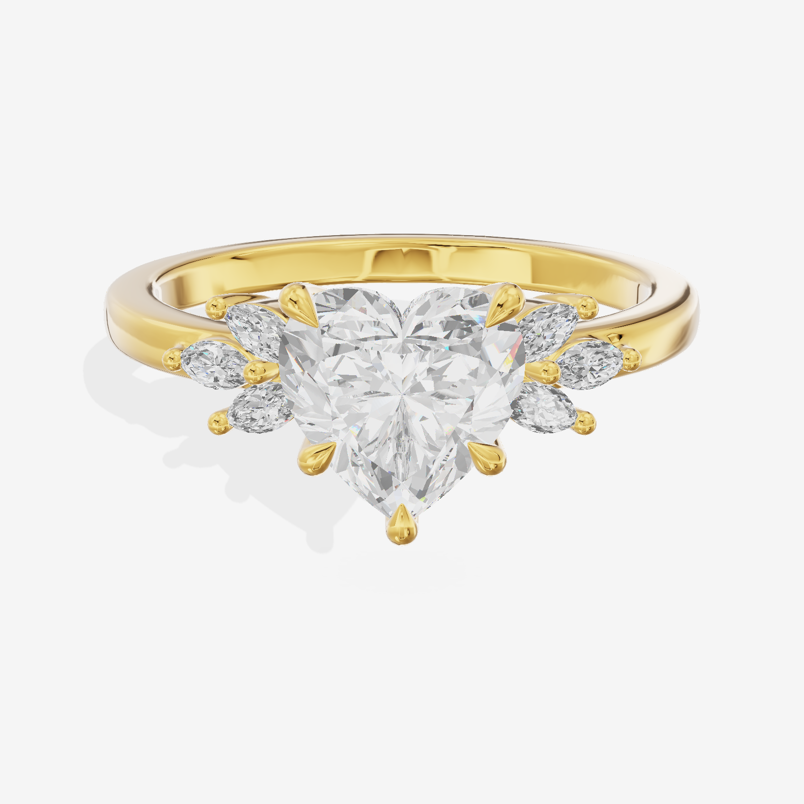 Modern Halcyon Heart Engraved Engagement Ring (1/5 ct. tw.) in 18K Yellow Gold