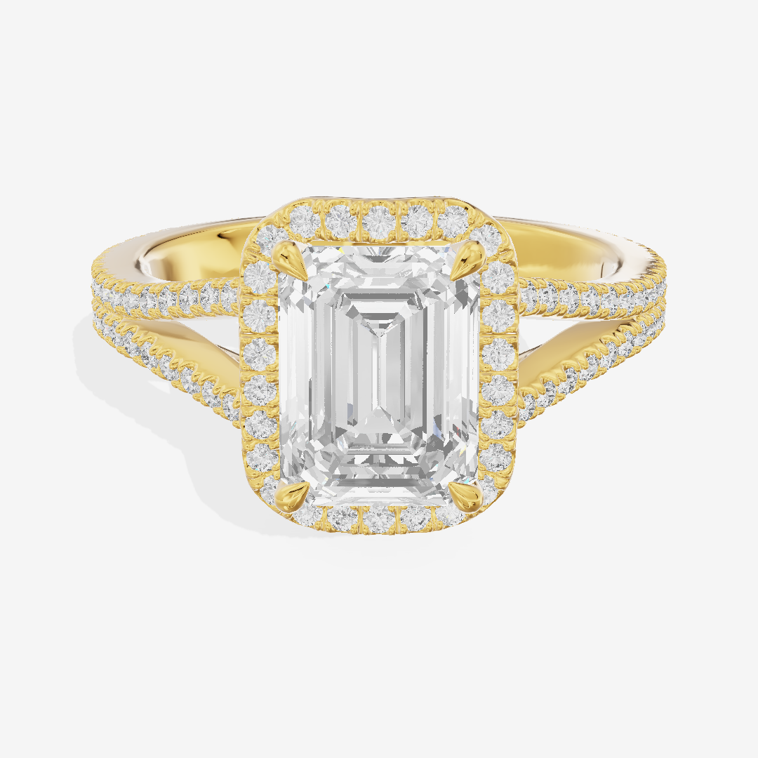 Modern Adorae Emerald Hidden Halo Engagement Ring (1/2 ct. tw.) in 18K Yellow Gold