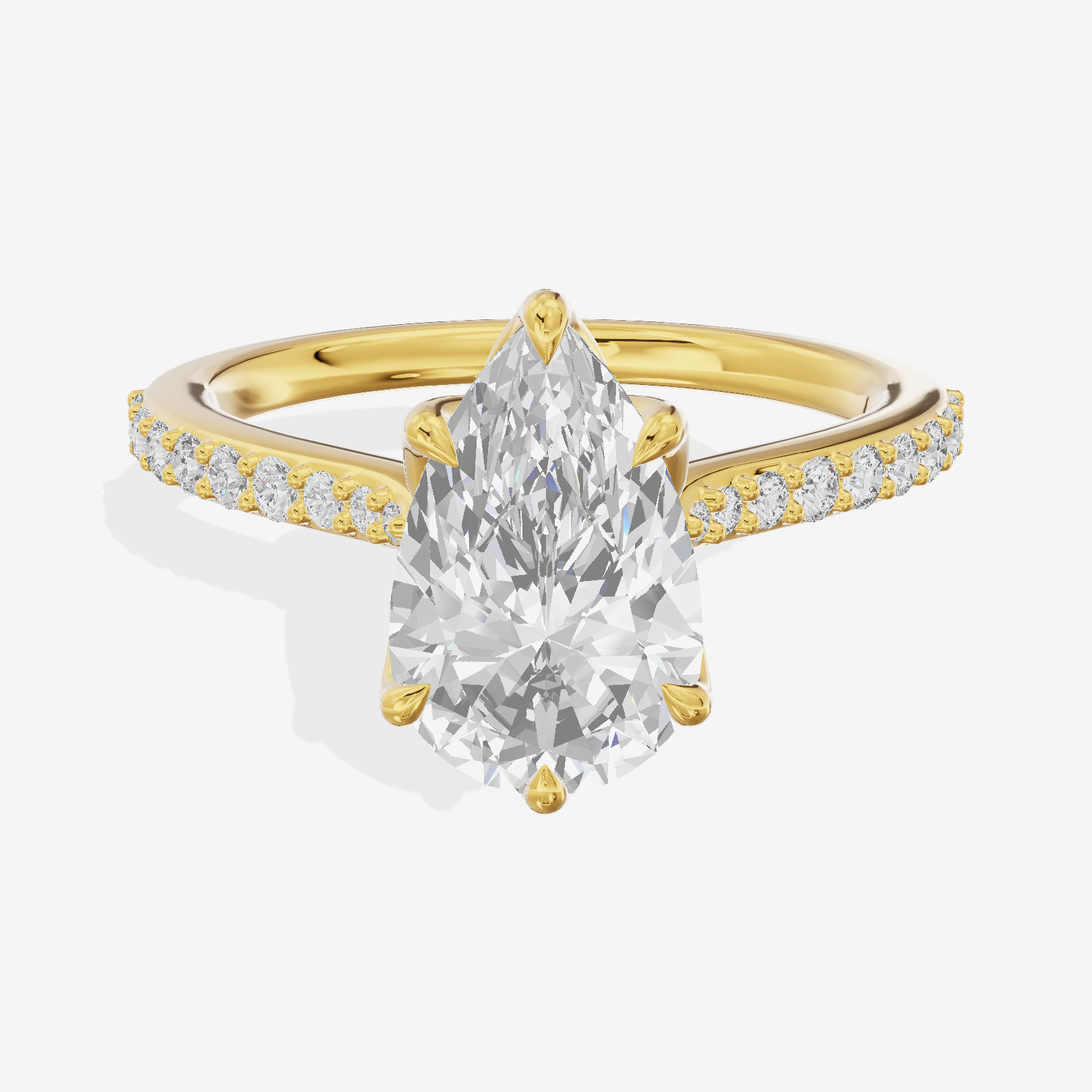 Petite Aurea Pear Engagement Ring with Side Stones (1/6 ct. tw.) in 18K Yellow Gold
