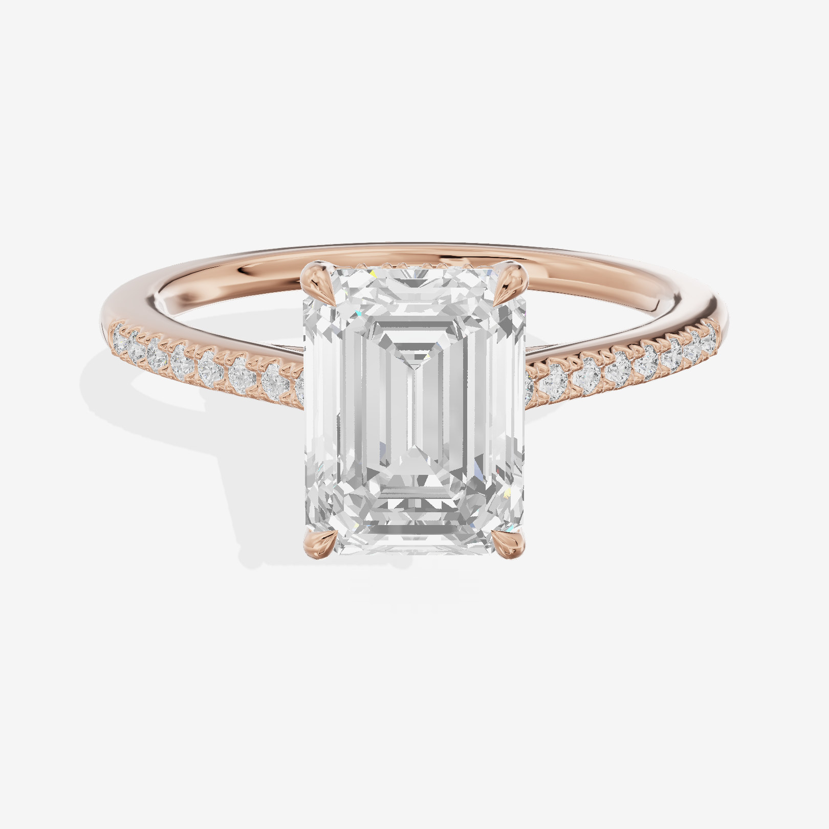 Grand Whisper Emerald Engagement Ring with Side Stones (1/6 ct. tw.) in 18K Rose Gold