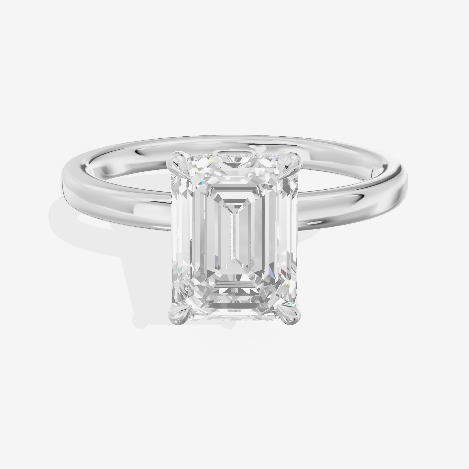 Whispered Halcyon Emerald Engagement Ring with Side Stones (1/6 ct. tw.) in 18K White Gold