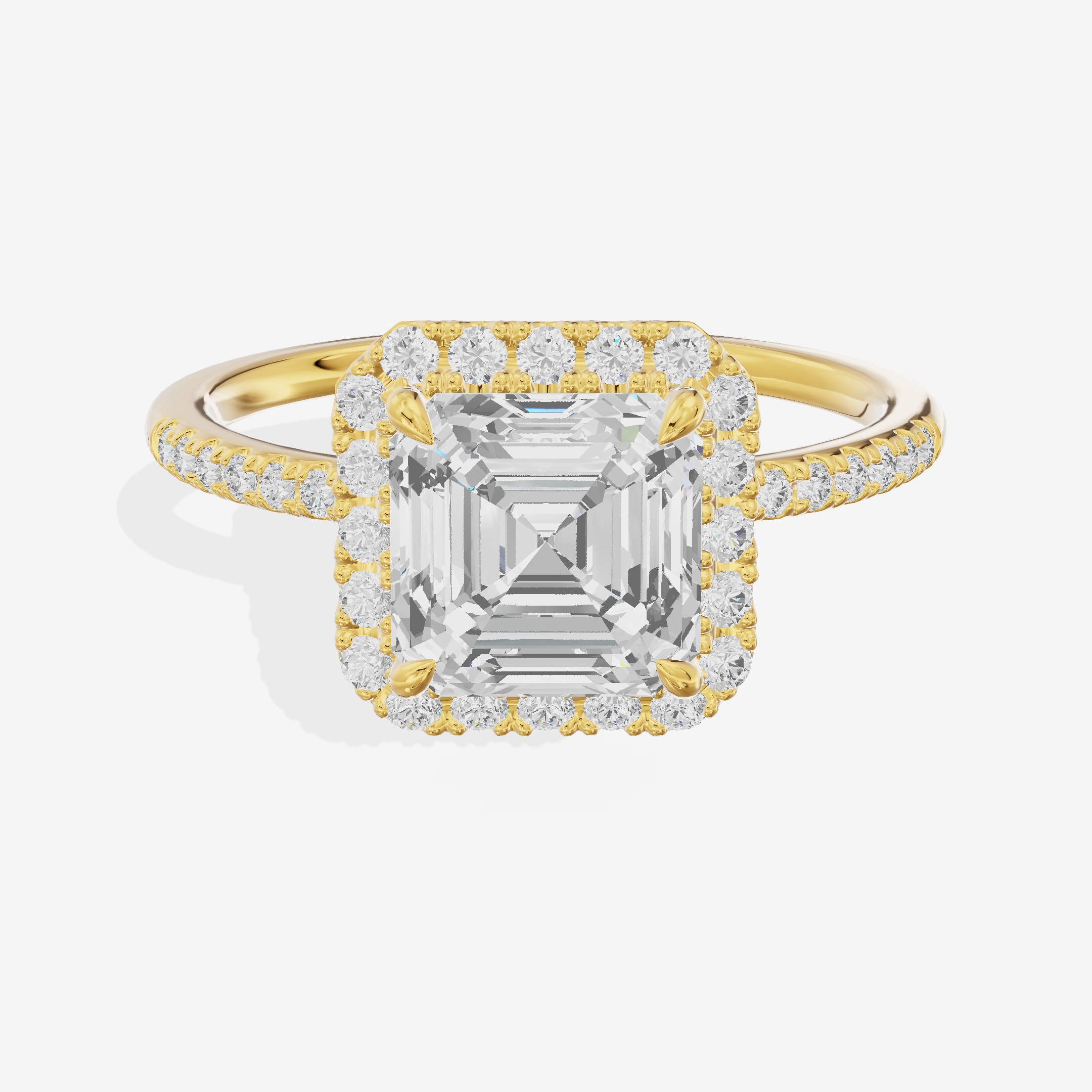Luxe Linger Asscher Halo Engagement Ring (1/2 ct. tw.) in 18K Yellow Gold