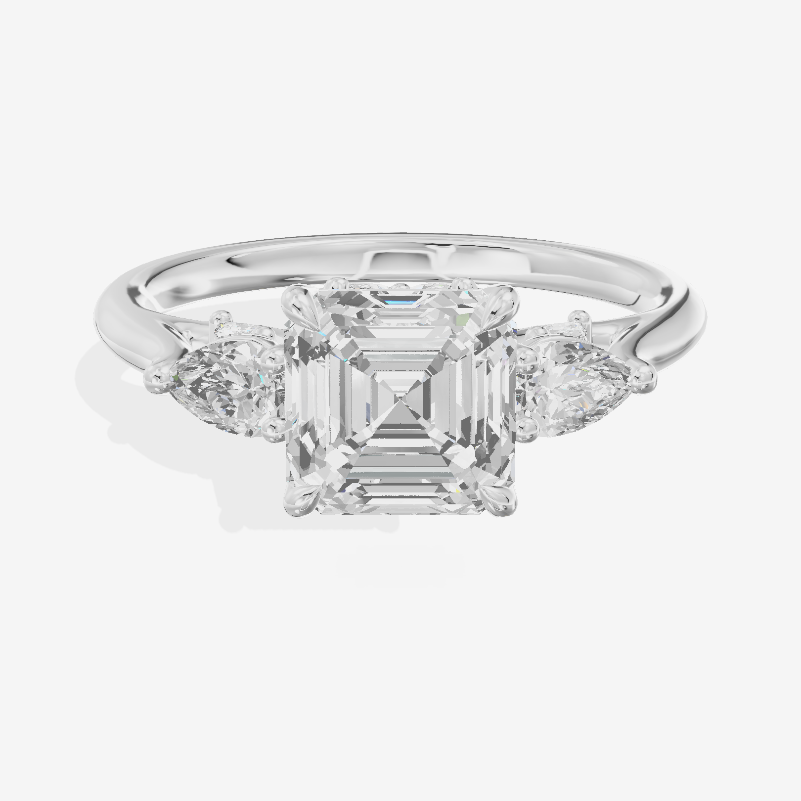 Classic Vowsae Three Stone Asscher Engagement Ring (3/5 ct. tw.) in 18K White Gold