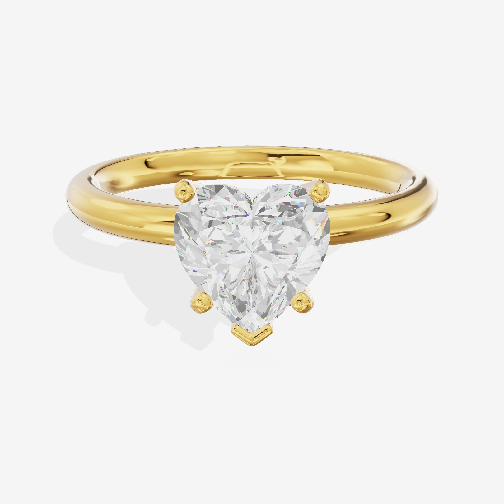 Classic Sincere 2mm Heart Six-Prong Engagement Ring in 14K Yellow Gold