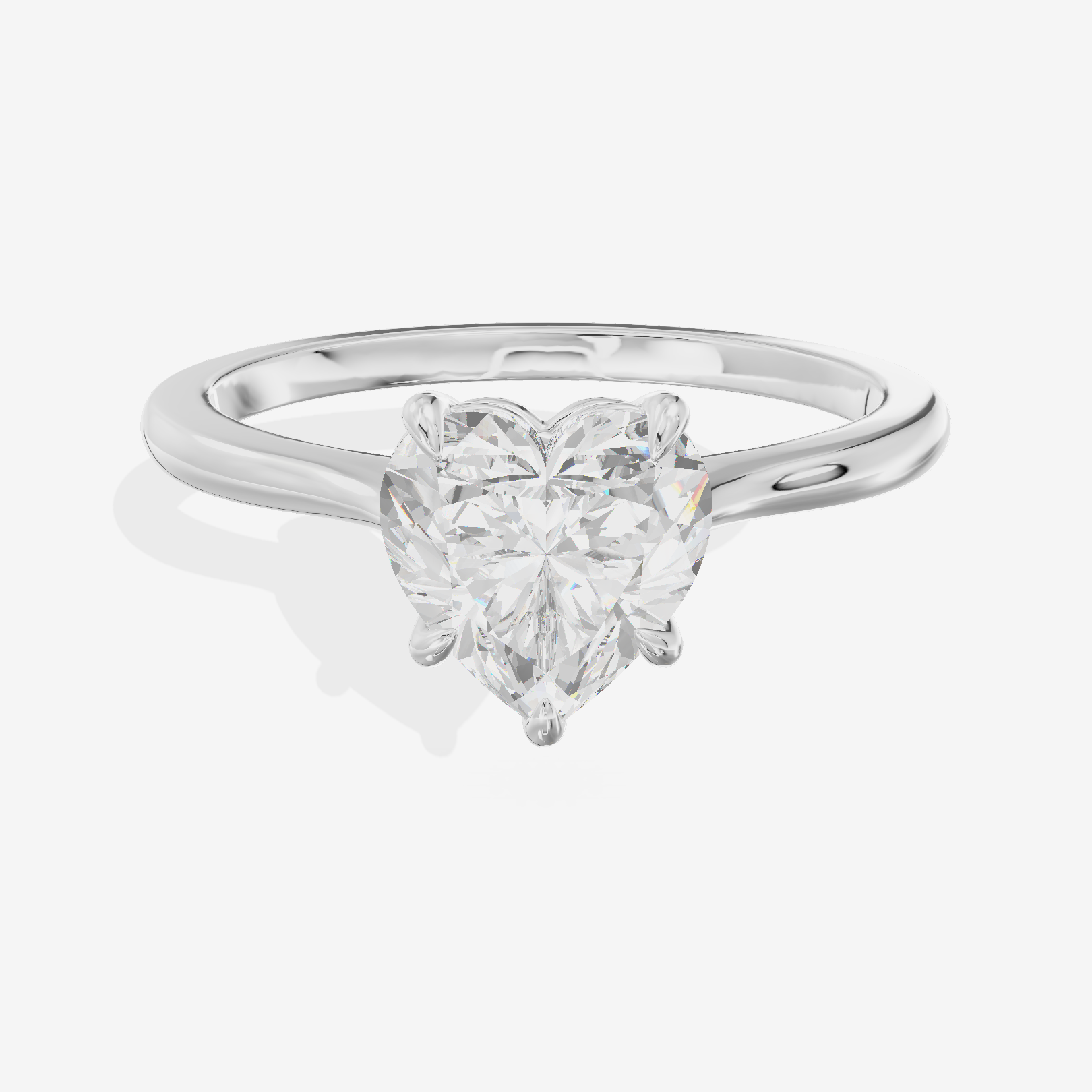 Bowed Adorae 1.5mm Heart Solitaire Engagement Ring in 18K White Gold