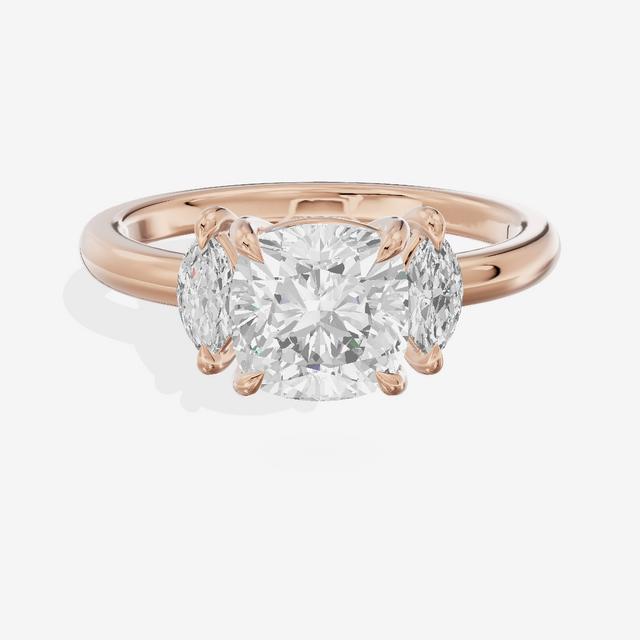 Classic Sincere Three Stone Cushion Engagement Ring (1/3 ct. tw.) in 18K Rose Gold