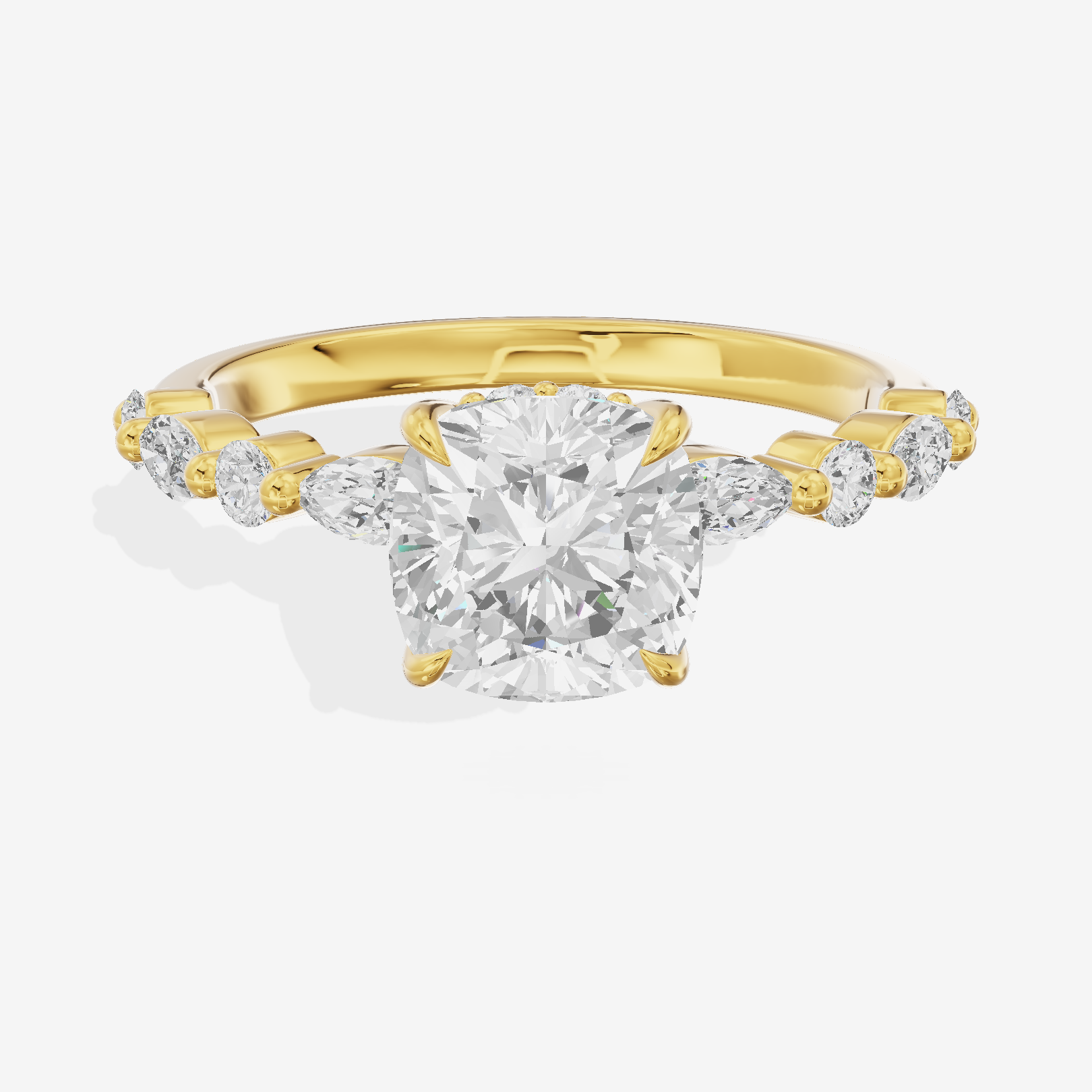 Twine Hidden Halo Cushion Engagement Ring (1/20 ct. tw.) in 14K Yellow Gold