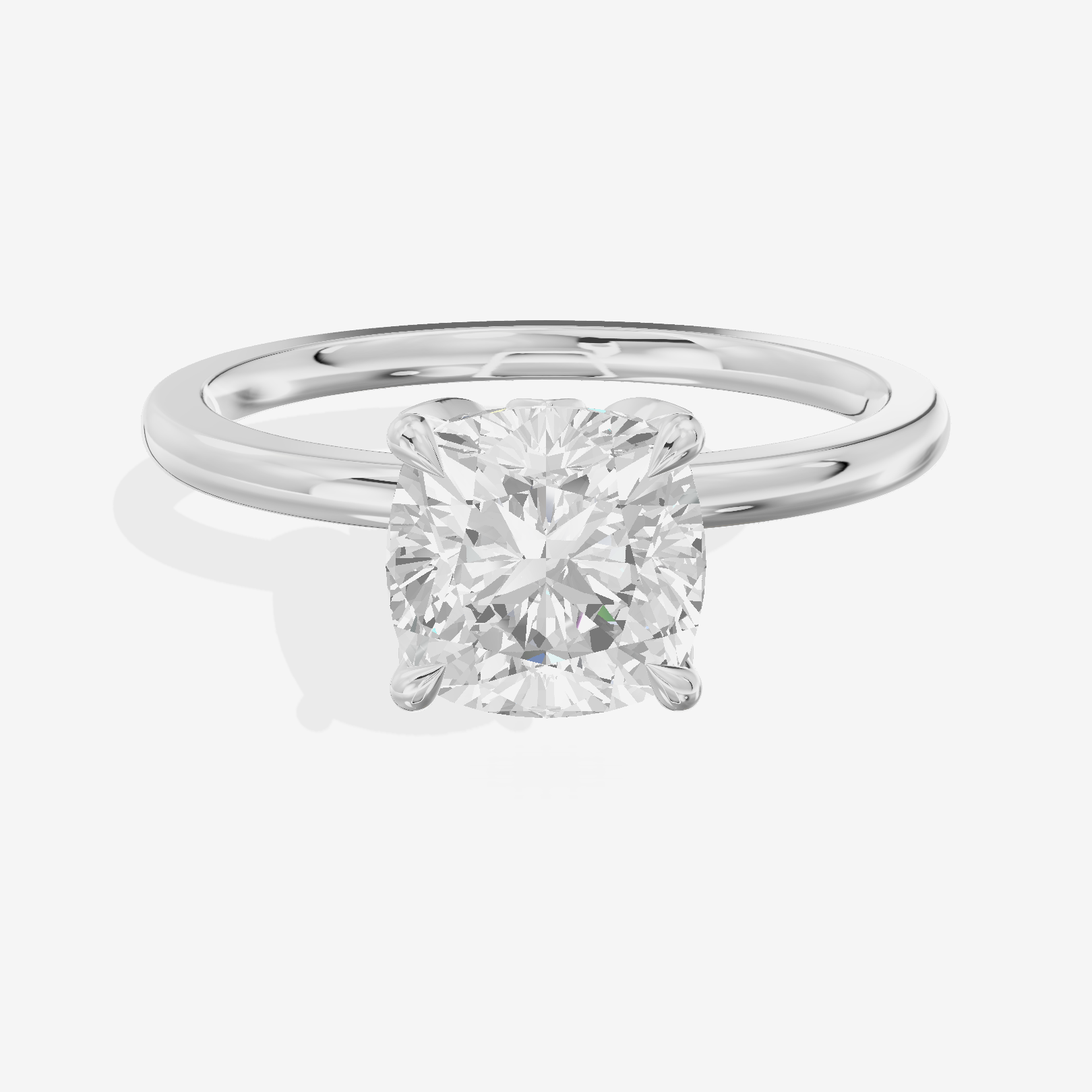 Whispered Vowsae Cushion Engagement Ring with Side Stones (1/15 ct. tw.) in 14K White Gold