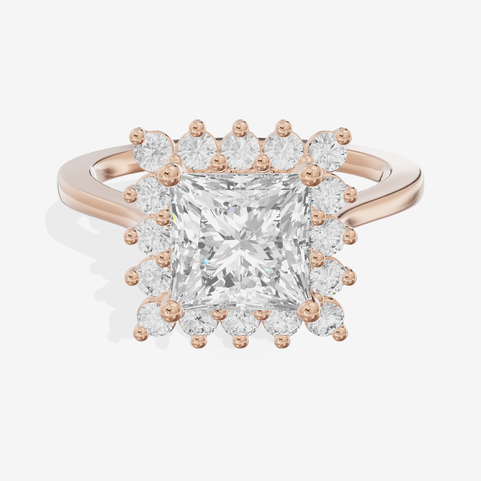 Liviana Halo Princess Engagement Ring (1/4 ct. tw.) in 14K Rose Gold