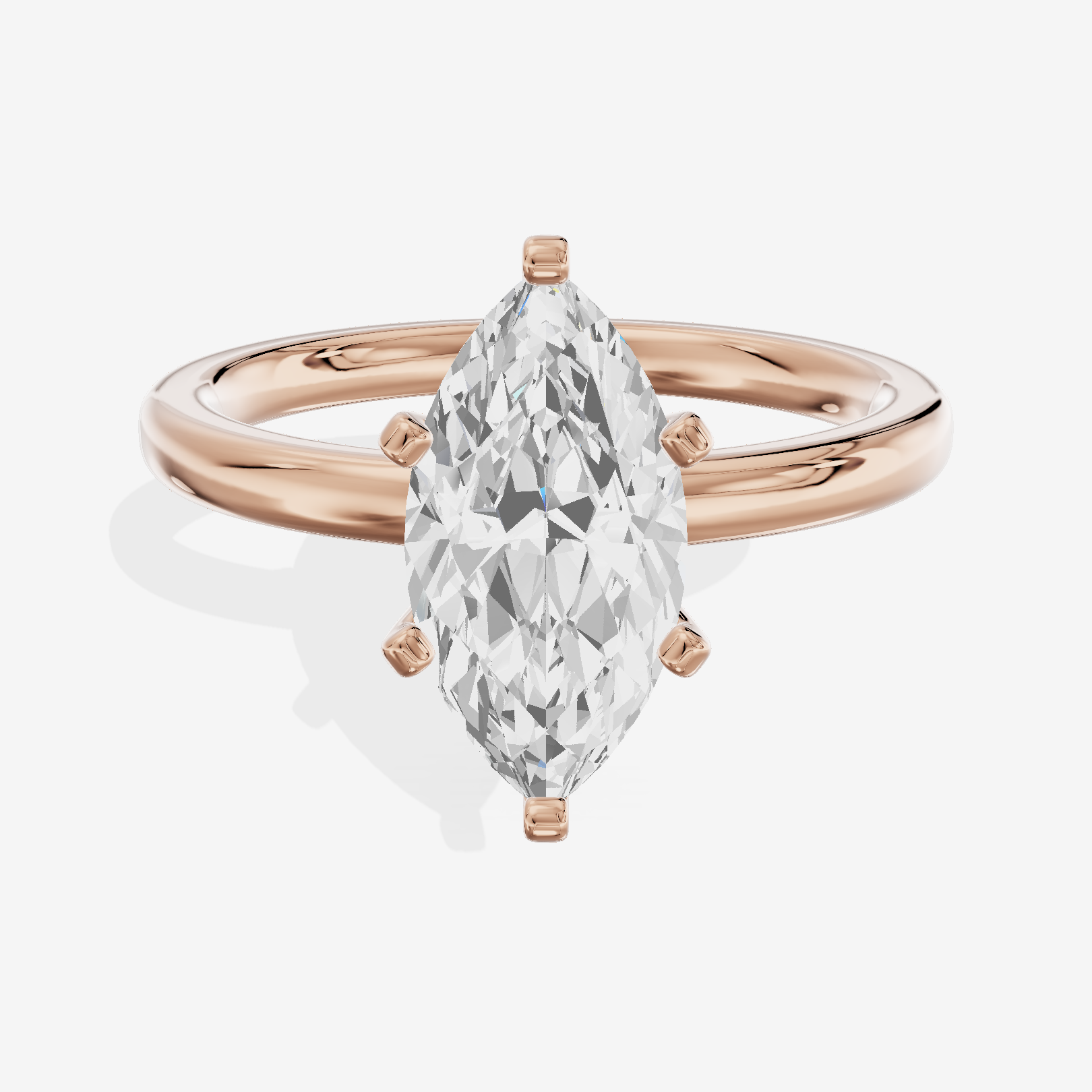 Sincere 2mm Marquise Solitaire Engagement Ring in 18K Rose Gold