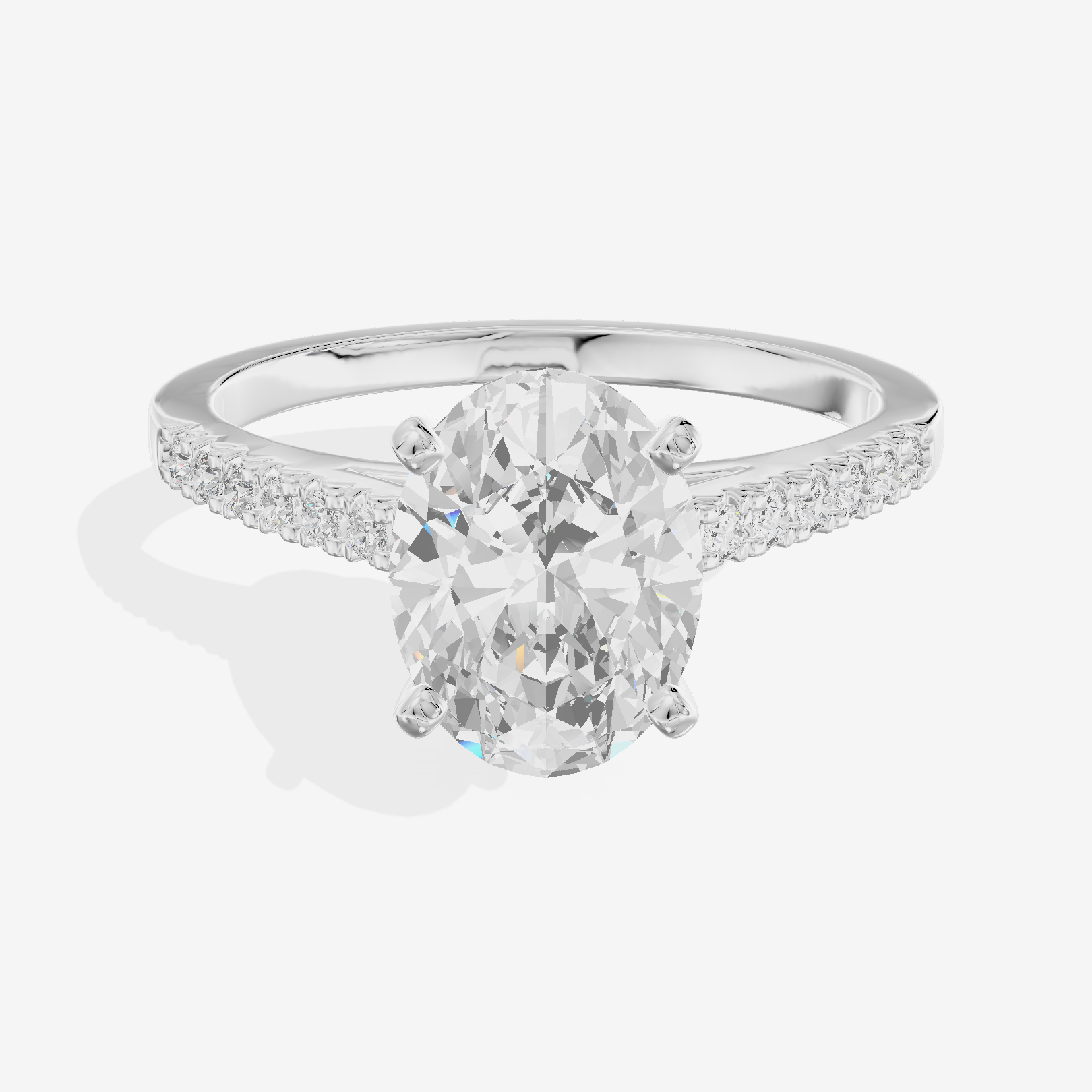 Sworn Vowsae Oval Engagement Ring with Side Stones (1/10 ct. tw.) in 18K White Gold