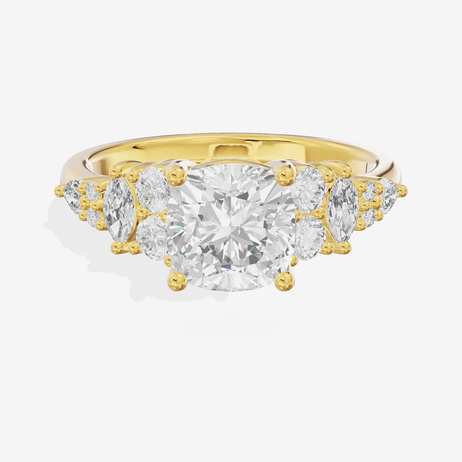 Modern Maia Cushion Engagement Ring with Side Stones (1/5 ct. tw.) in 18K Yellow Gold
