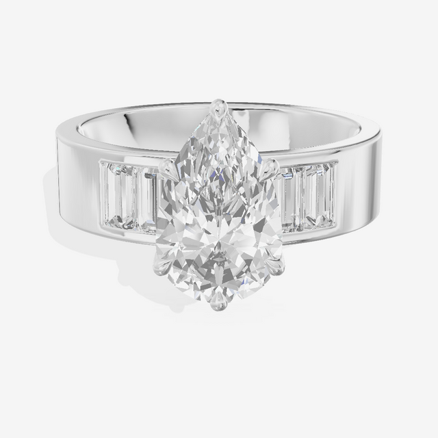 Grand Sincere Pear Engagement Ring with Side Stones (3/5 ct. tw.) in 18K White Gold