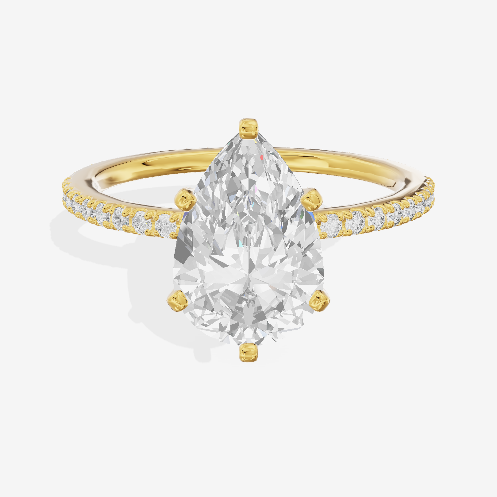 Grand Mayrelle Pear Engagement Ring with Side Stones (1/8 ct. tw.) in 18K Yellow Gold