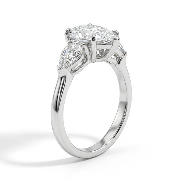 Three Stone Pear Engagement Ring (3.09 ct. tw.) in 18K White Gold