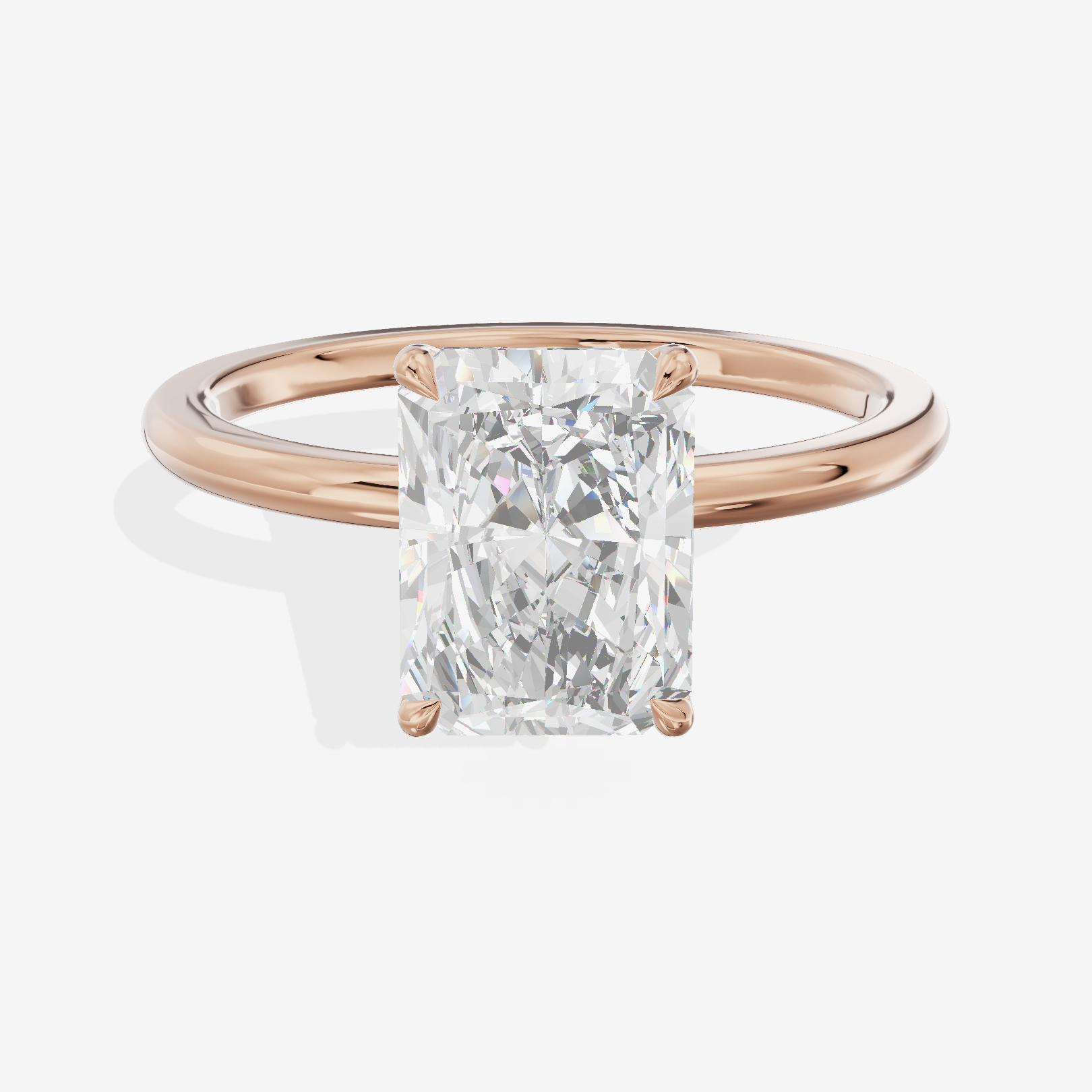 Lustrous Repose 1.5mm Radiant Comfort Fit Engagement Ring in 18K Rose Gold