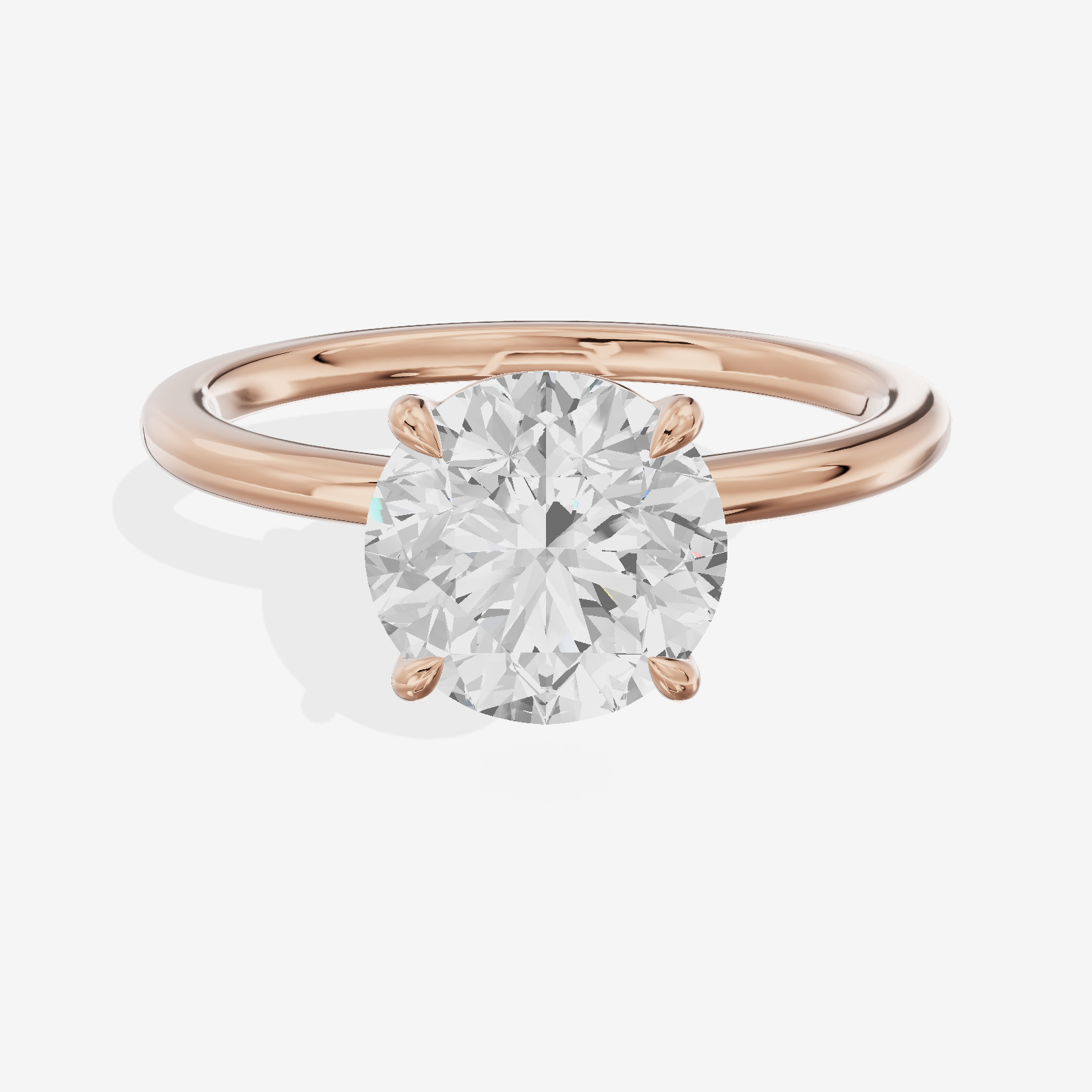 Coeurine Solitaire 1.8mm Round Solitaire Engagement Ring in 14K Rose Gold
