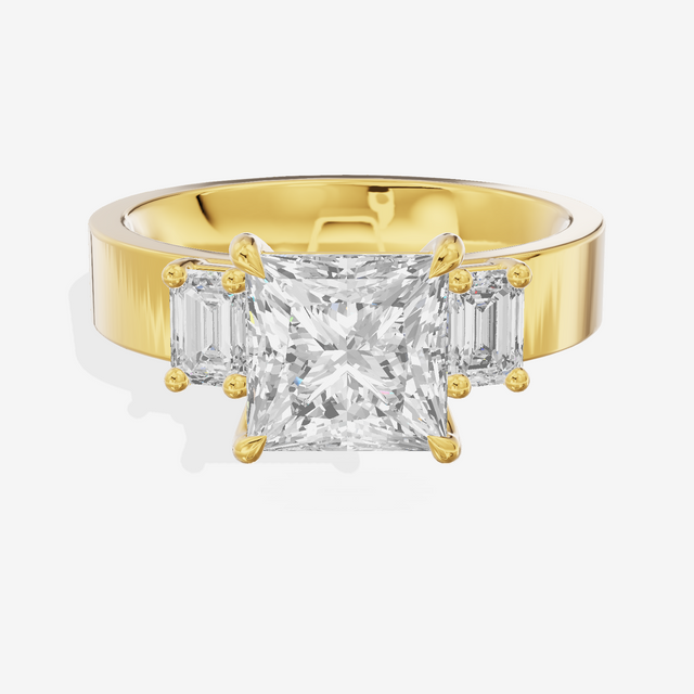 Vintage Vowsae Three Stone Princess Engagement Ring (1/2 ct. tw.) in 18K Yellow Gold