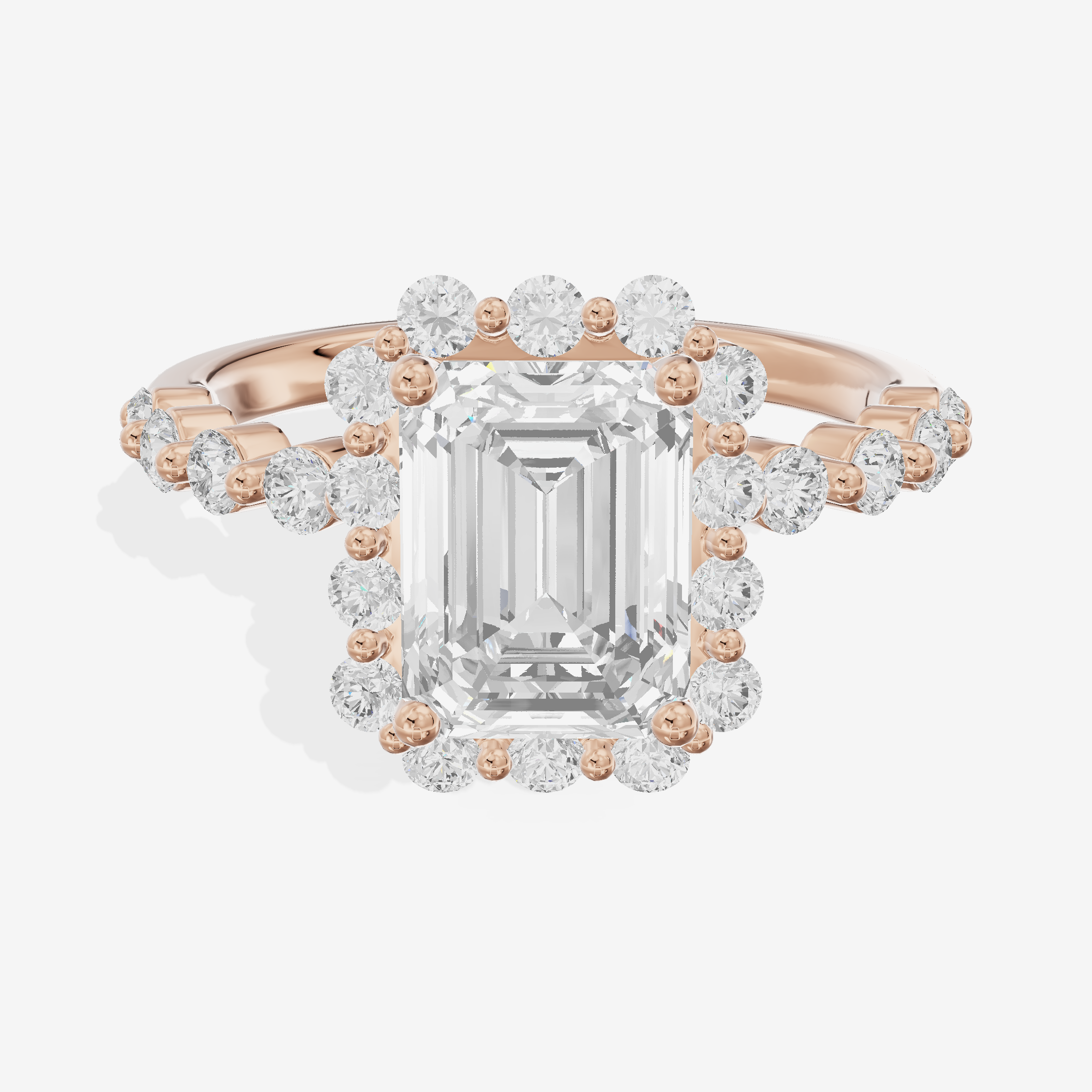 Vowsae Halo Emerald Engagement Ring (1/5 ct. tw.) in 18K Rose Gold