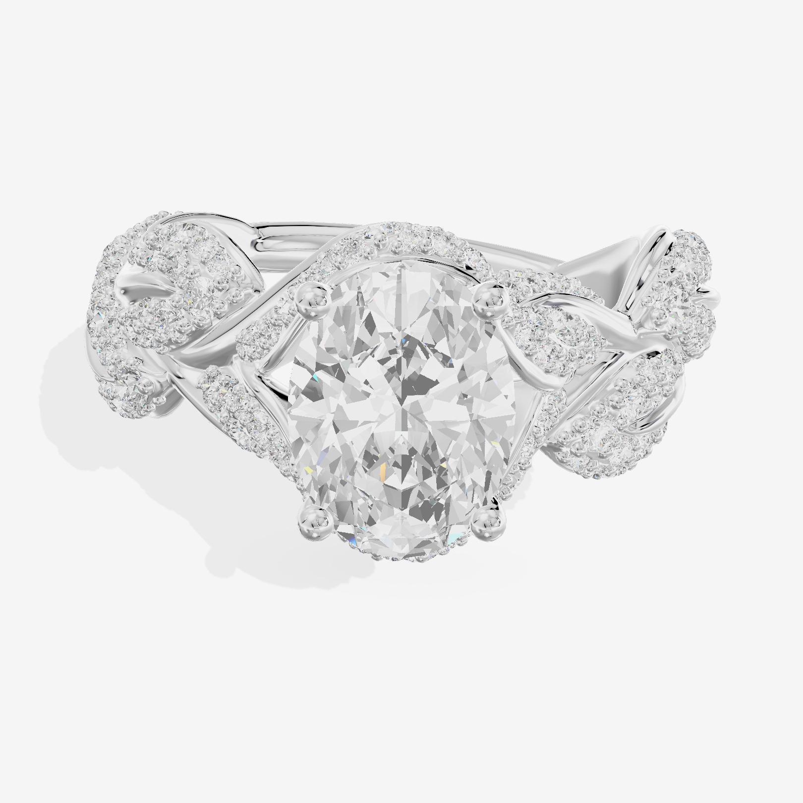 Luxe Eversince Oval Engagement Ring with Side Stones (1/2 ct. tw.) in Platinum