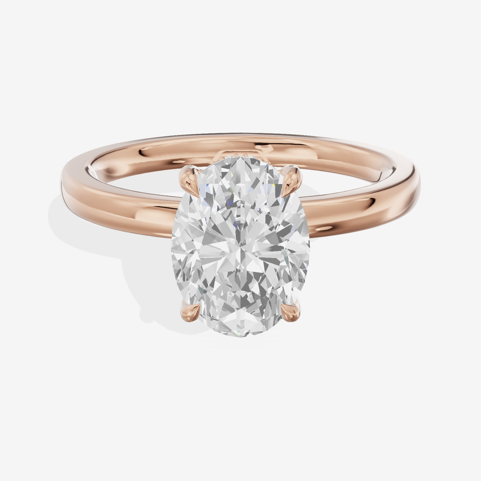 Classic Tensare Oval Engagement Ring with Hidden Halos (1/15 ct. tw.) in 14K Rose Gold