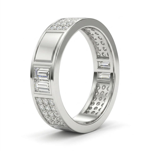 Low Profile Pavé Tapered Baguette Wedding Band (3/4 ct. tw.) in 18K White Gold