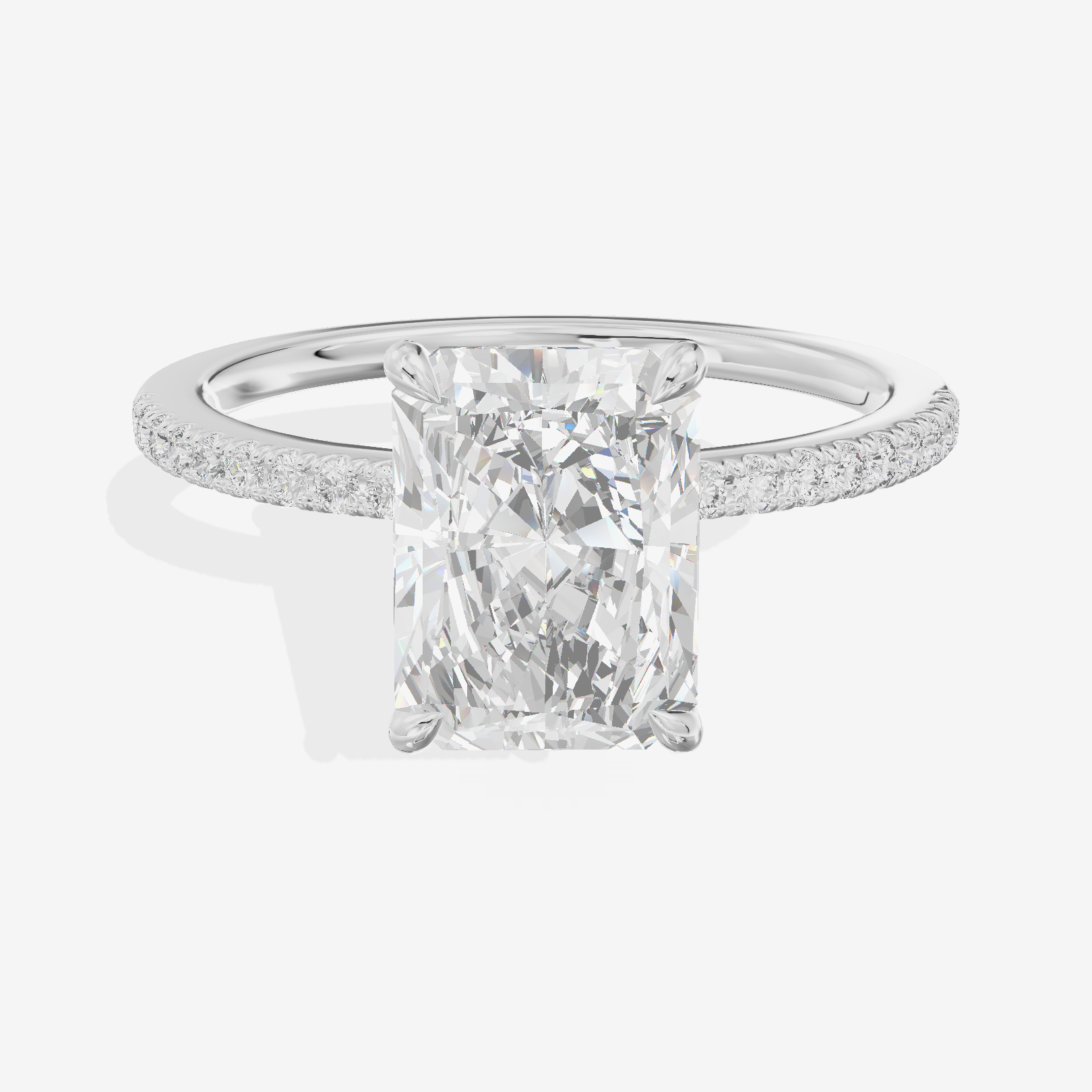 Grand Mirelle Radiant Hidden Halo Engagement Ring (1/5 ct. tw.) in Platinum