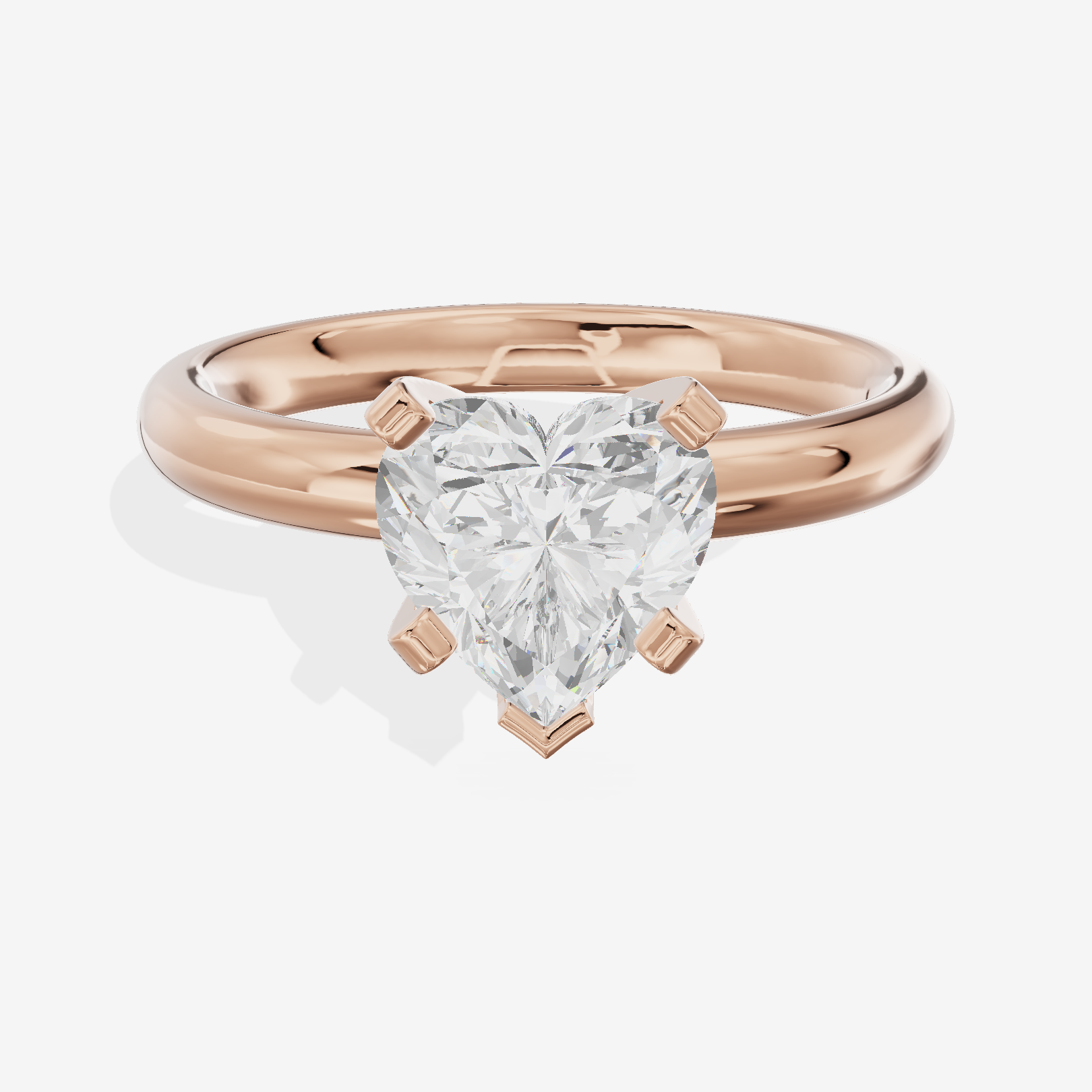 Hallowed Selenia 2.5mm Heart Comfort Fit Engagement Ring in 18K Rose Gold