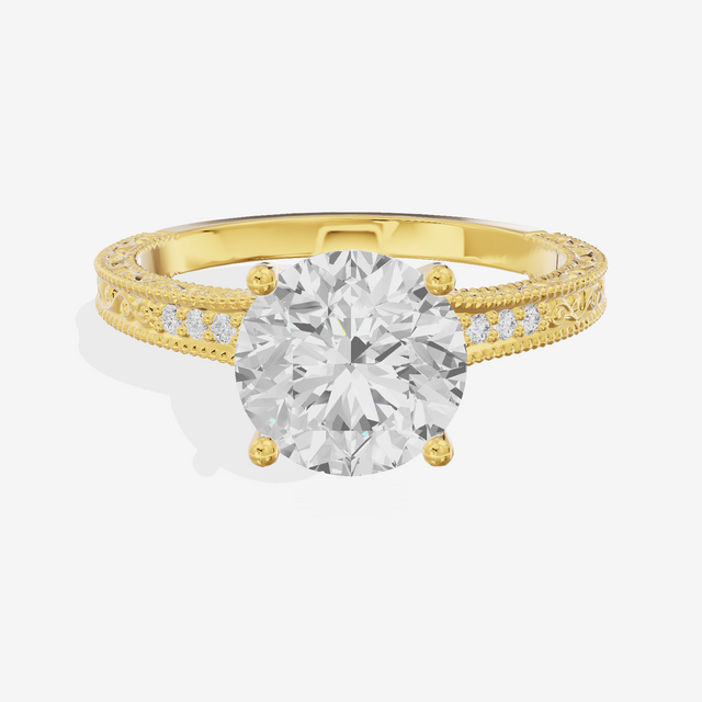 Vintage Sincere Round Engagement Ring (1/10 ct. tw.) in 14K Yellow Gold