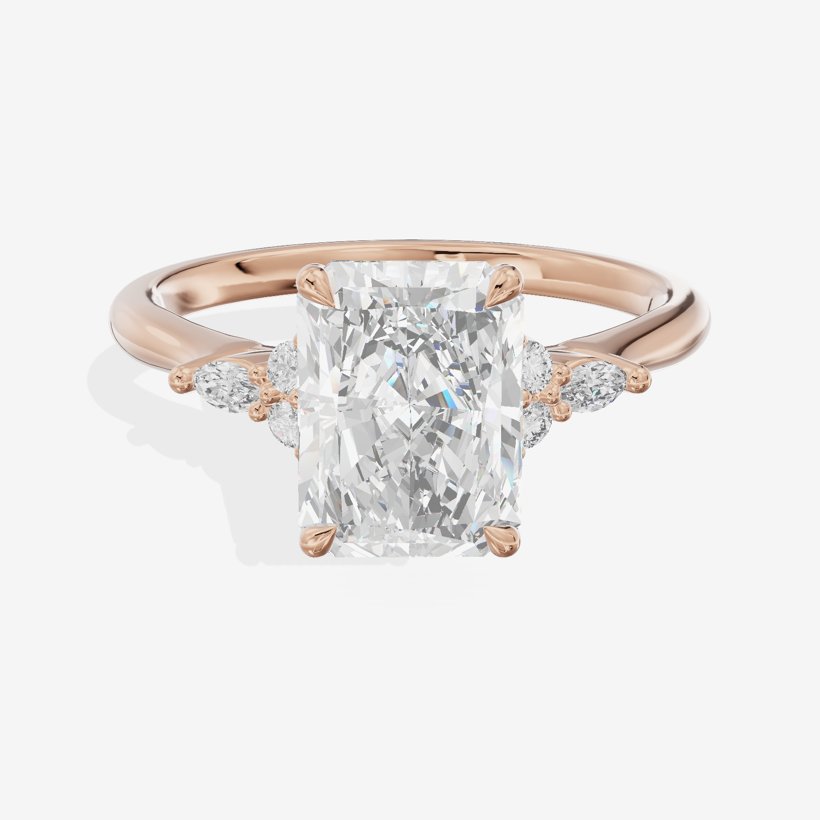 Grand Whisper Radiant Engagement Ring with Side Stones (1/6 ct. tw.) in 18K Rose Gold