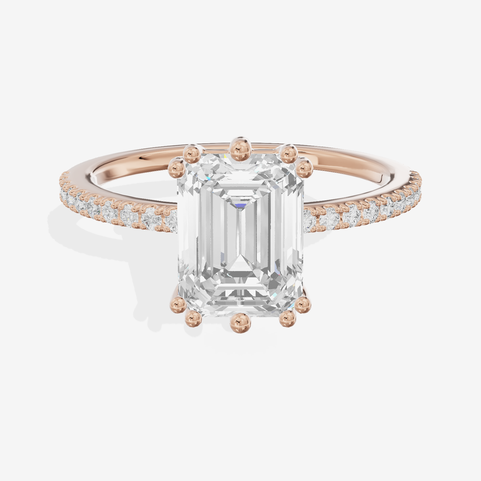 Luxe Mirelle Emerald Hidden Halo Engagement Ring (1/6 ct. tw.) in 18K Rose Gold